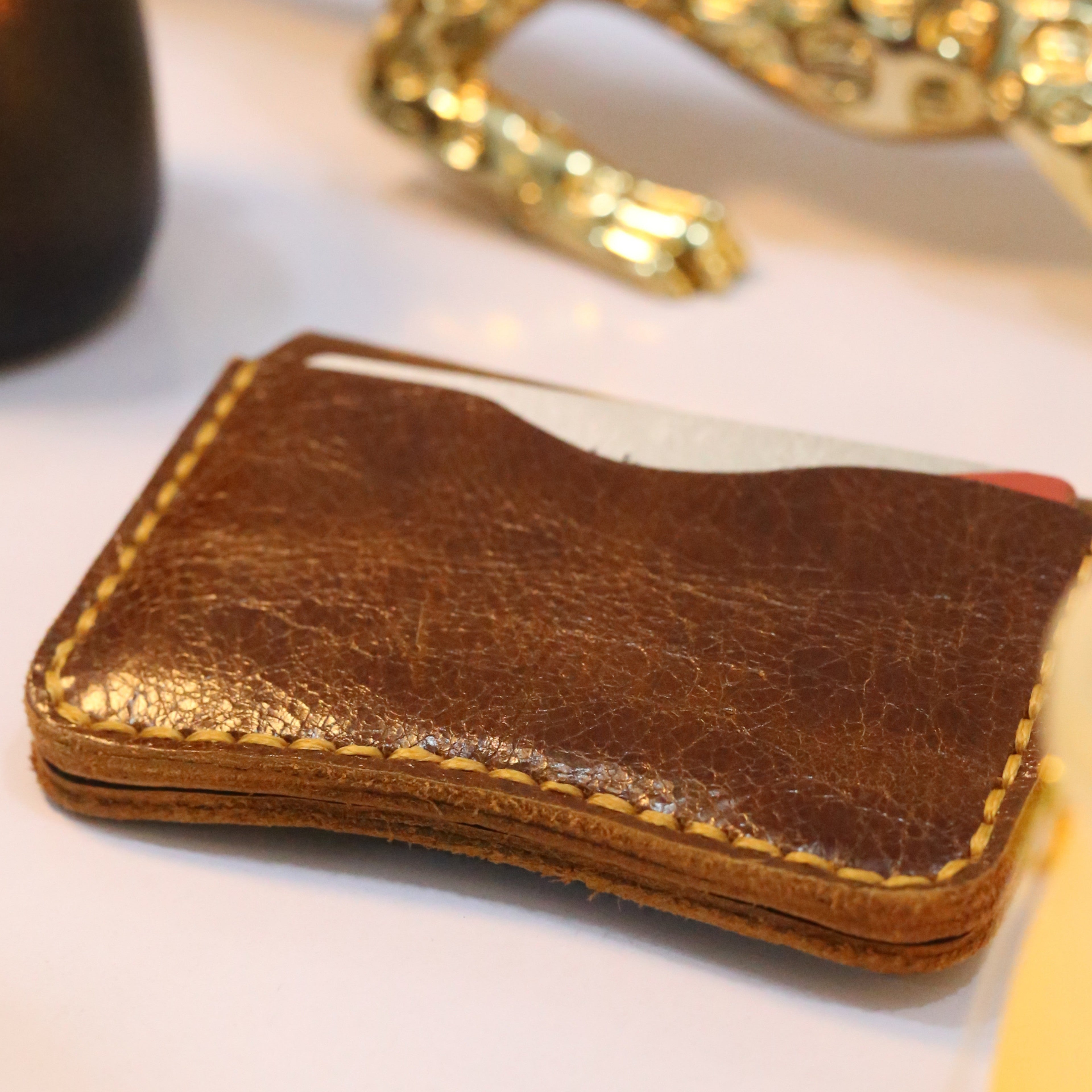 W1 Handmade Leather Card Holder Brown