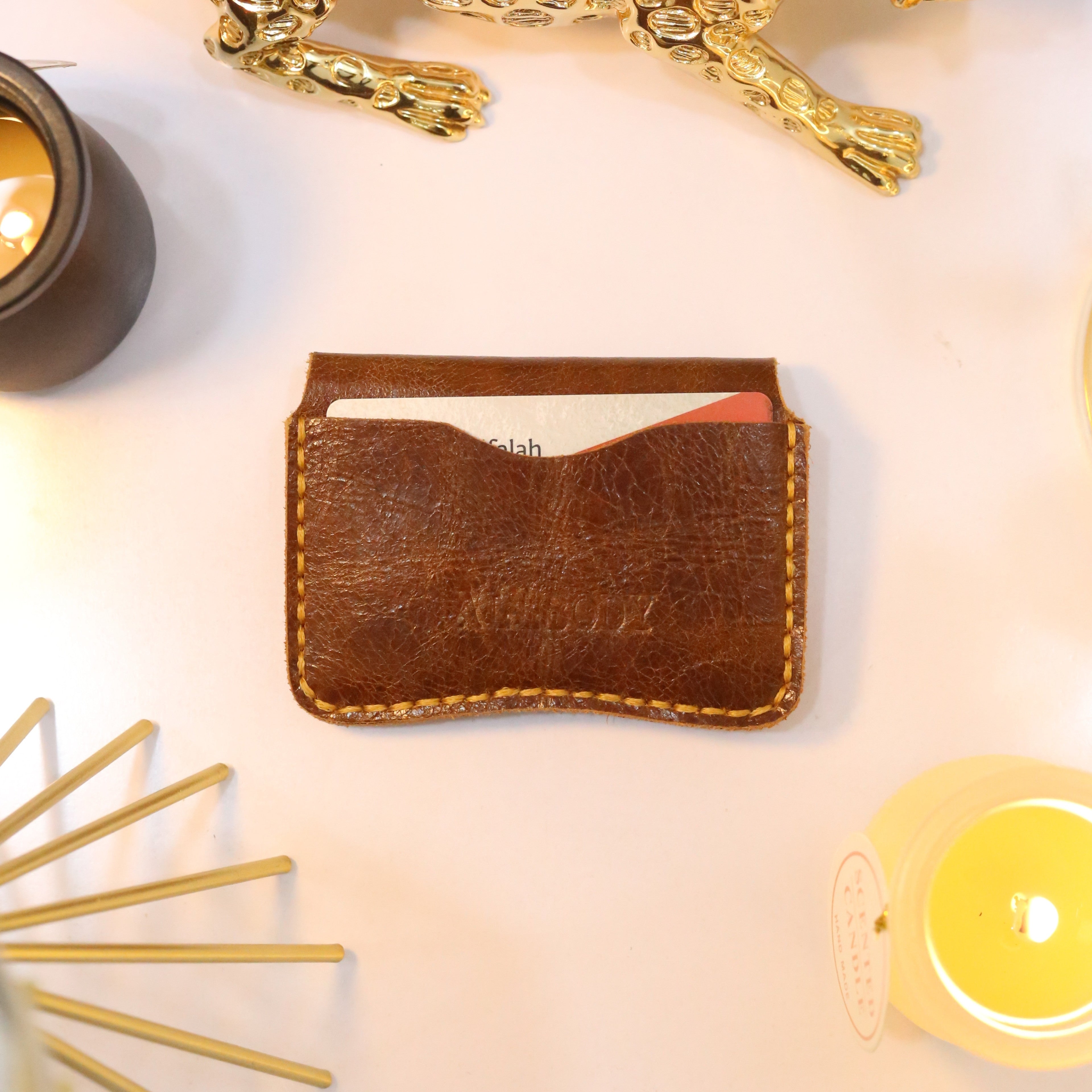 W1 Handmade Leather Card Holder Brown