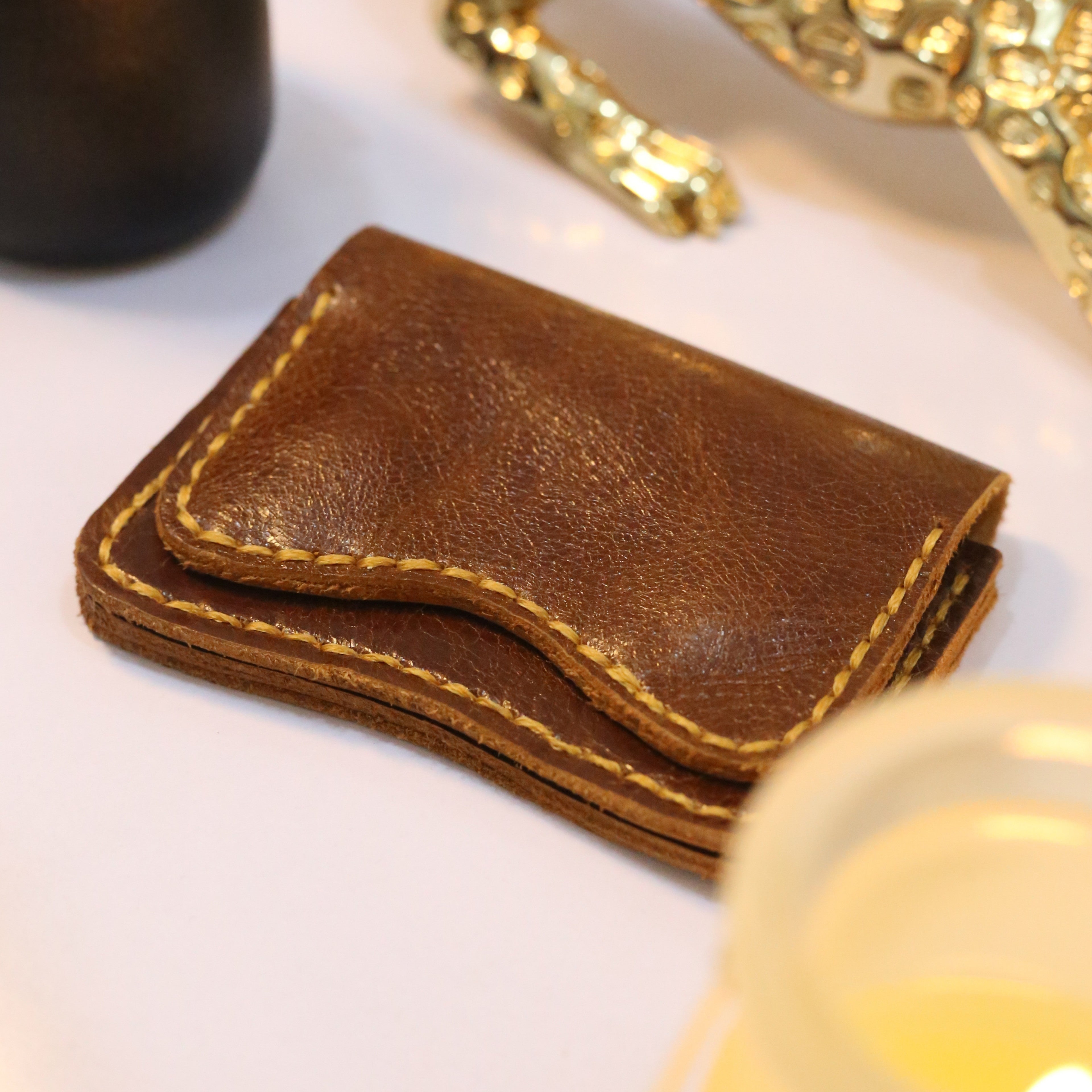 W1 Handmade Leather Card Holder Brown