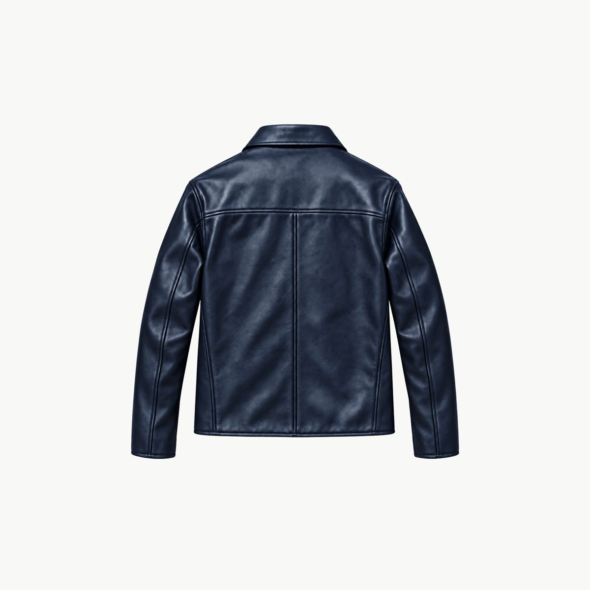 Navy Blue Faux Leather Jacket