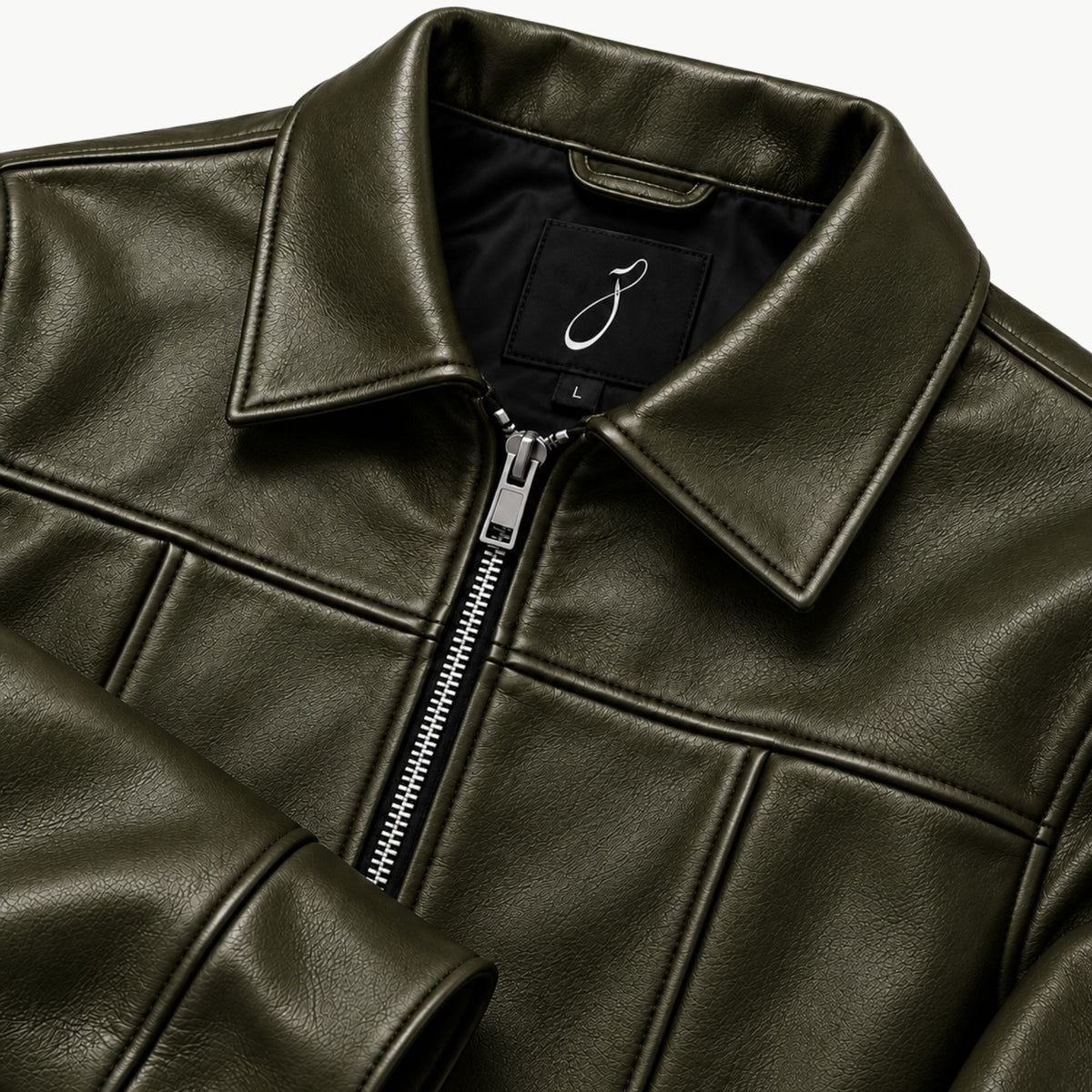 Olive Green Faux Leather Jacket