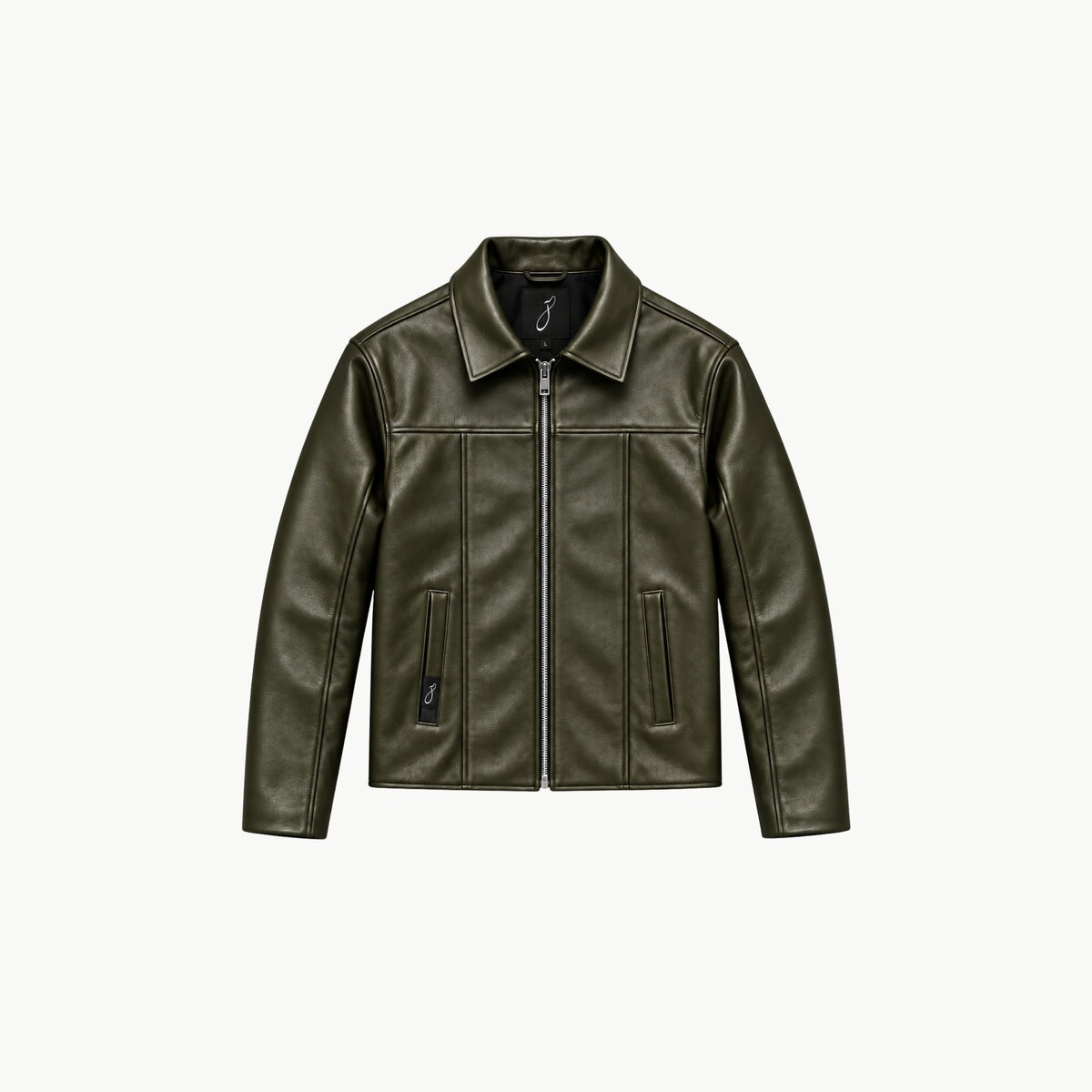 Olive Green Faux Leather Jacket