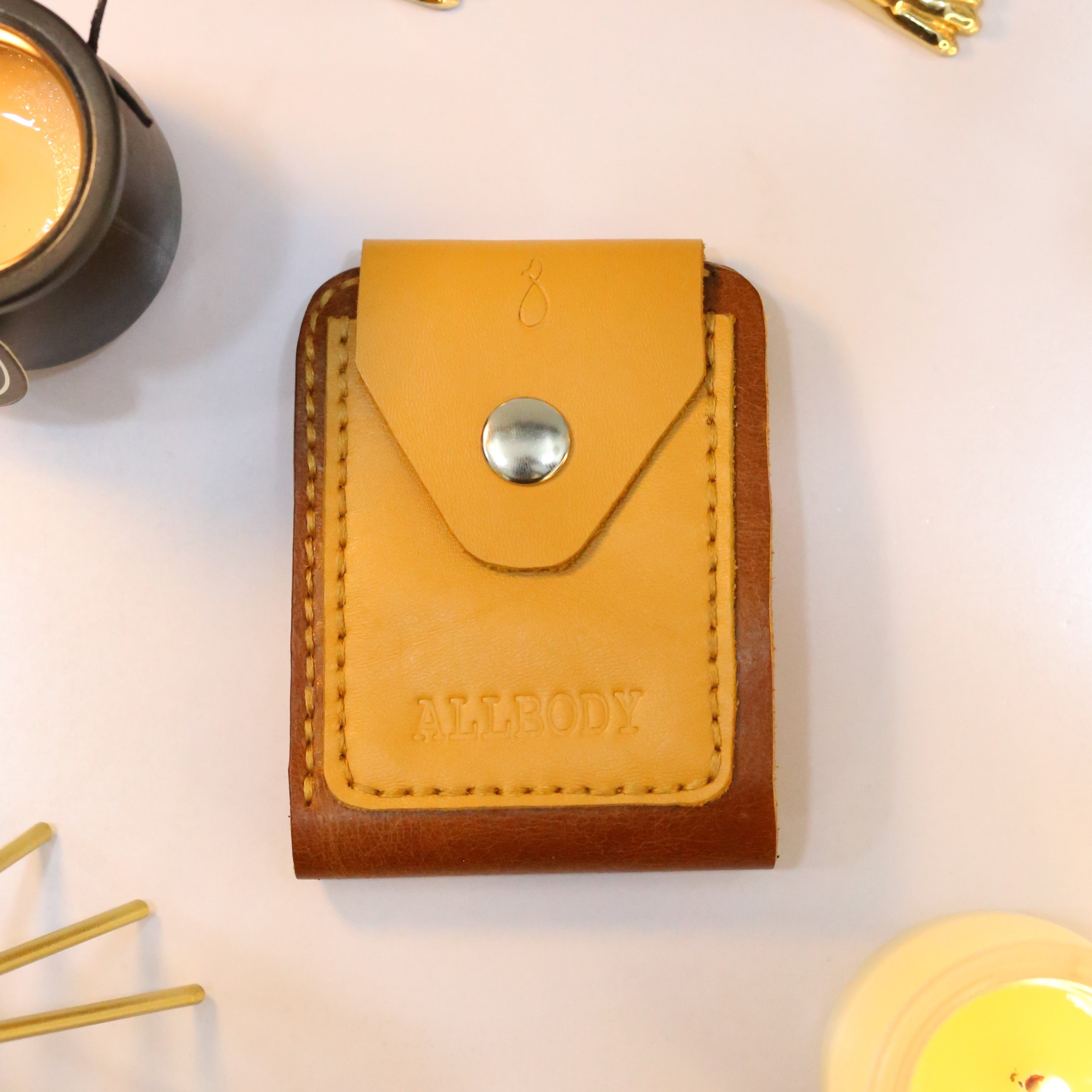 W3 Handmade Leather Wallet Mustard & Brown