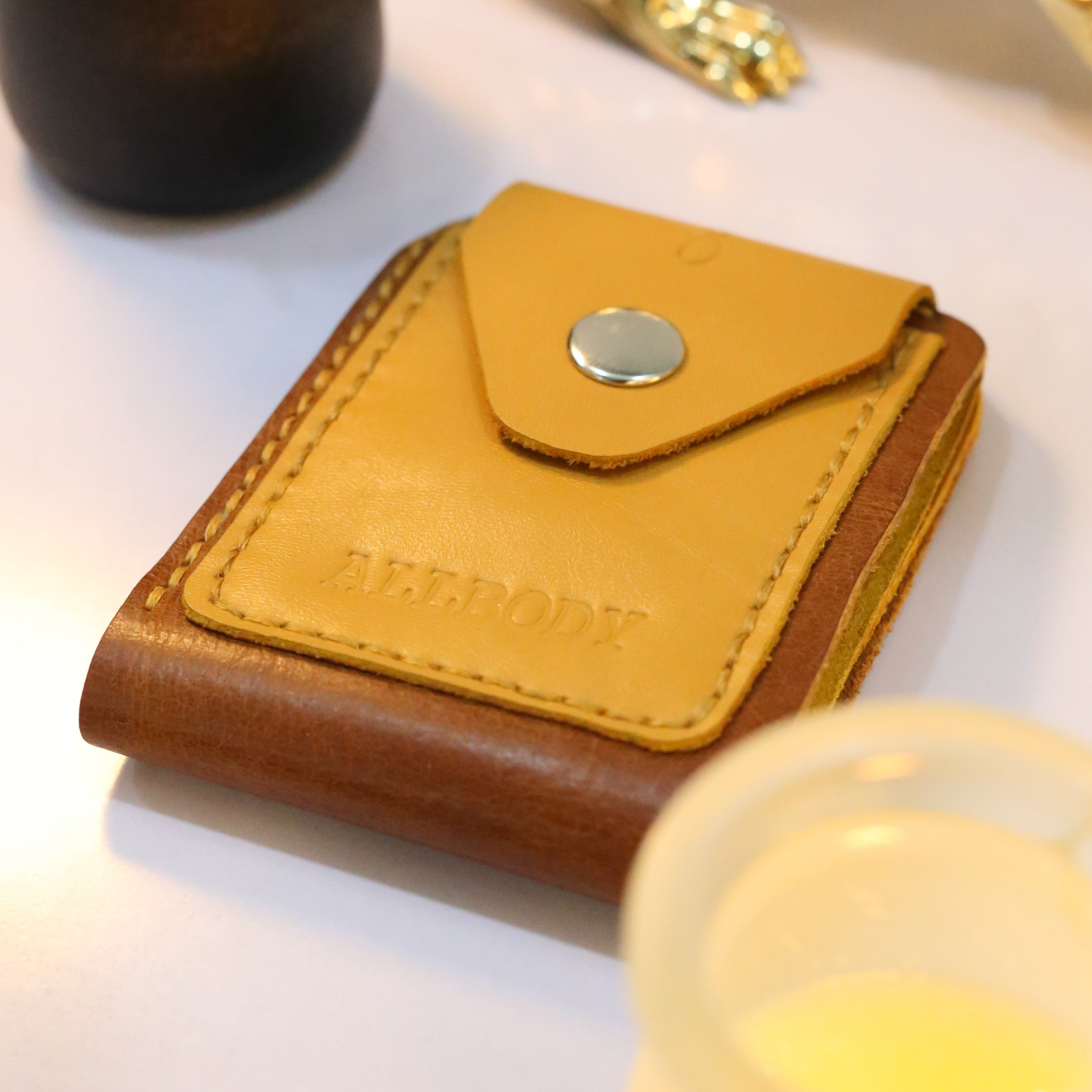 W3 Handmade Leather Wallet Mustard & Brown