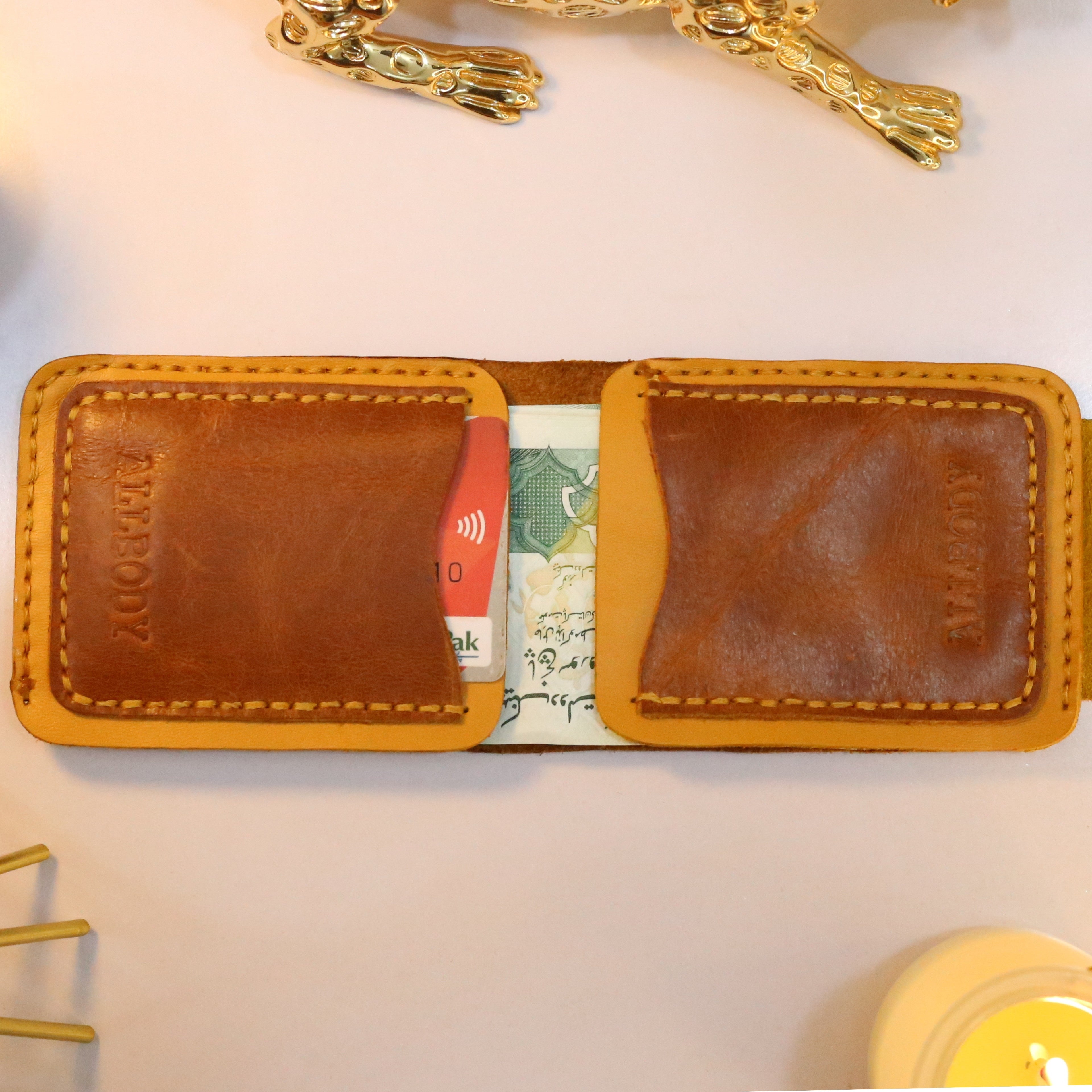 W3 Handmade Leather Wallet Mustard & Brown