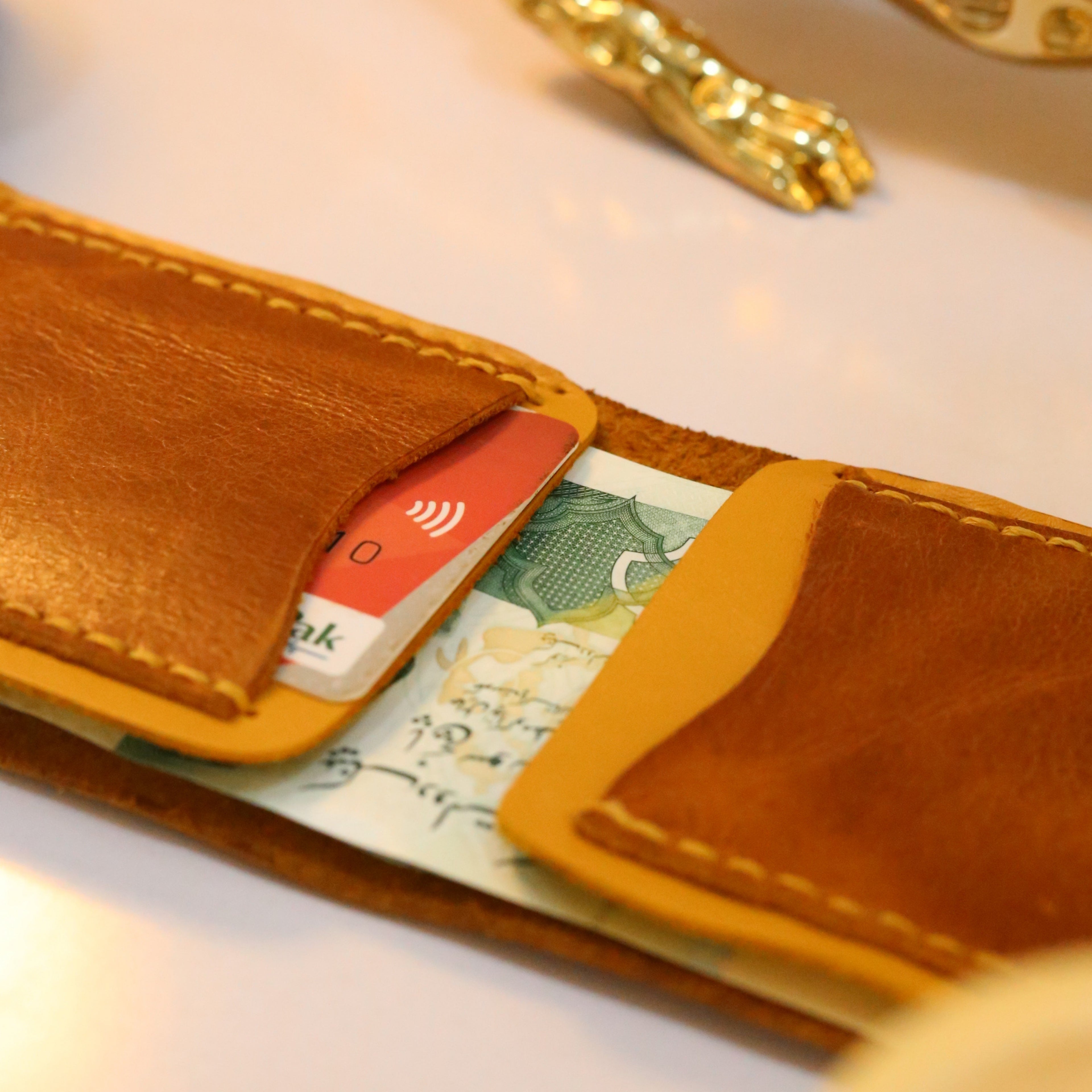W3 Handmade Leather Wallet Mustard & Brown