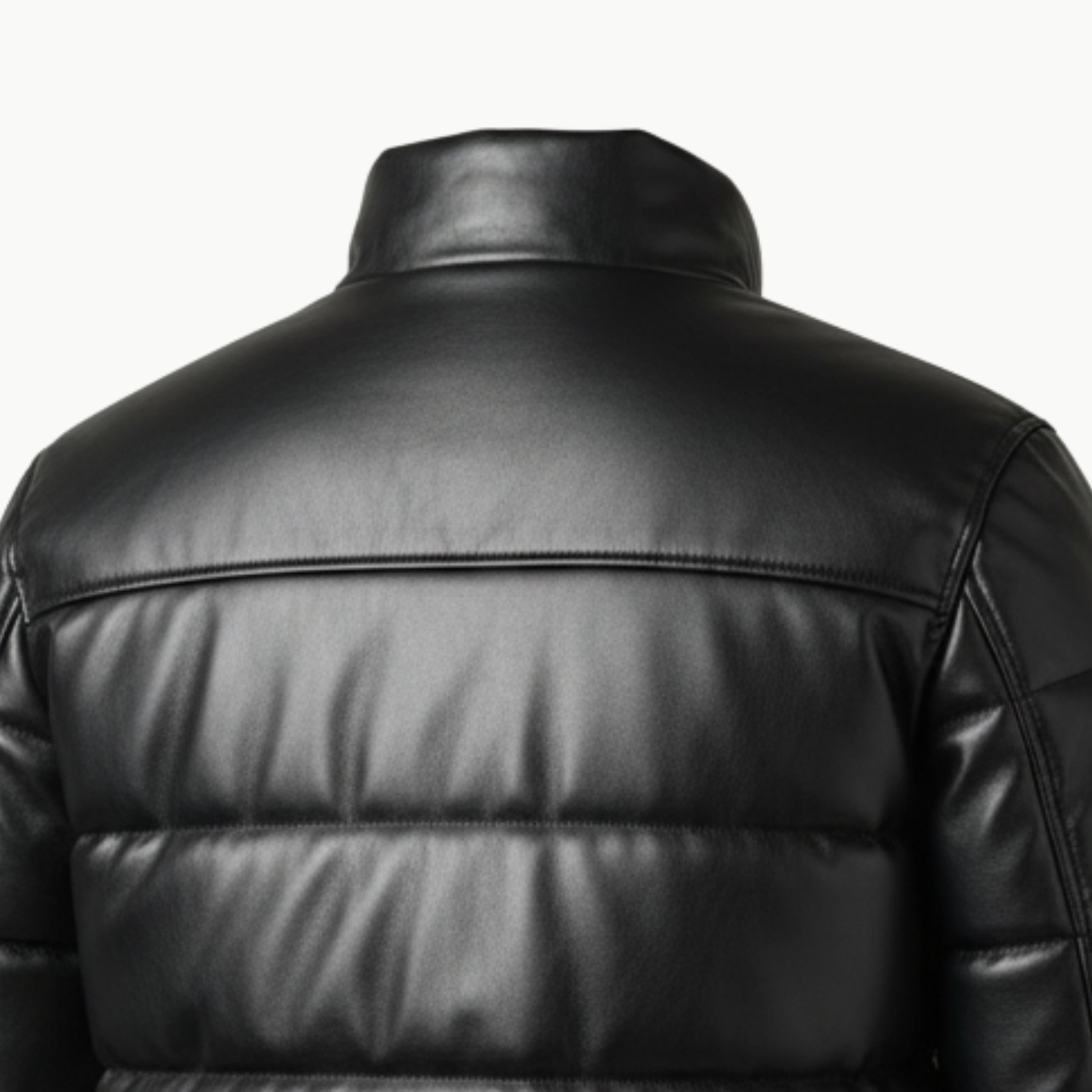 Black Faux Leather Puffer Jacket