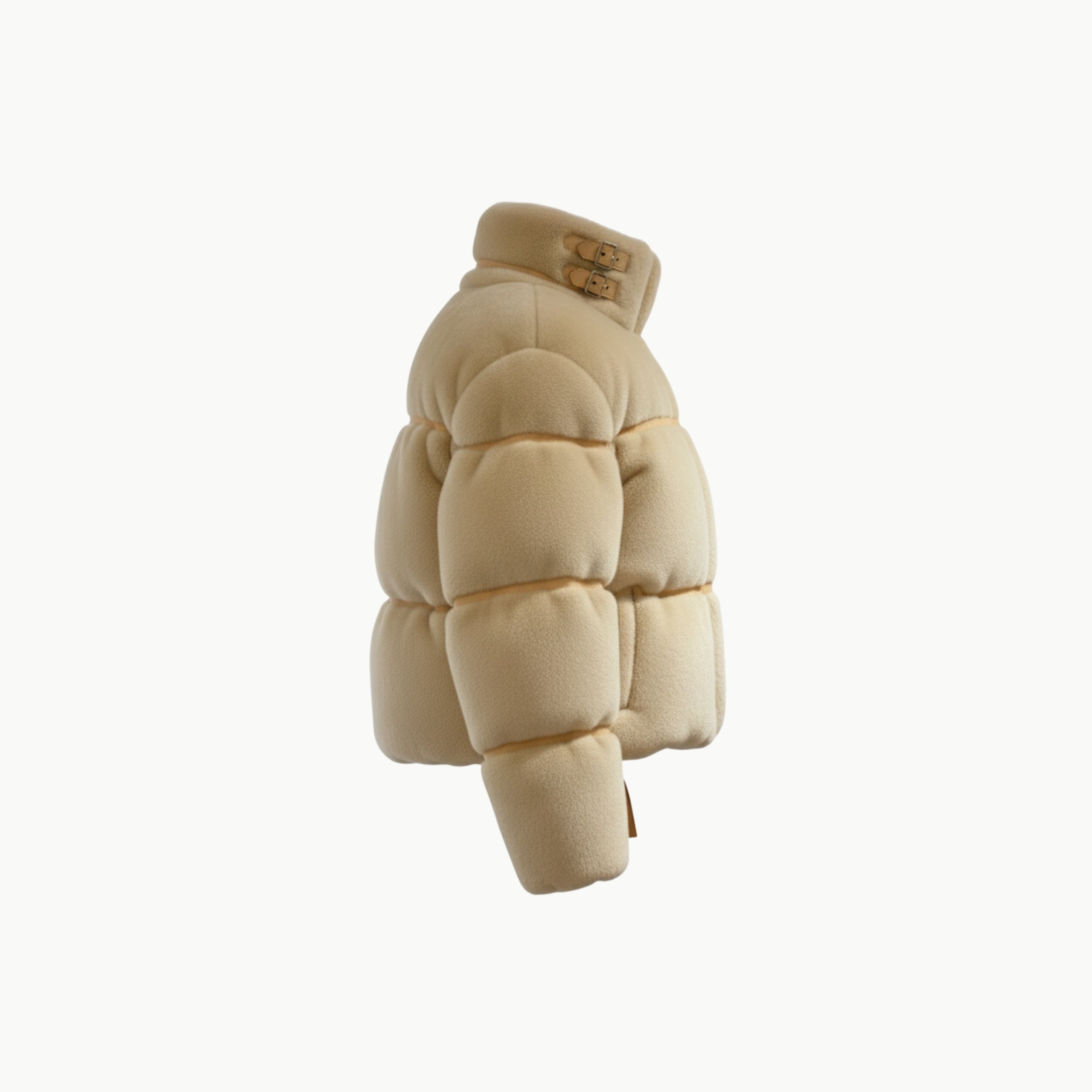 Cream Straps Mohair Fur Jacket