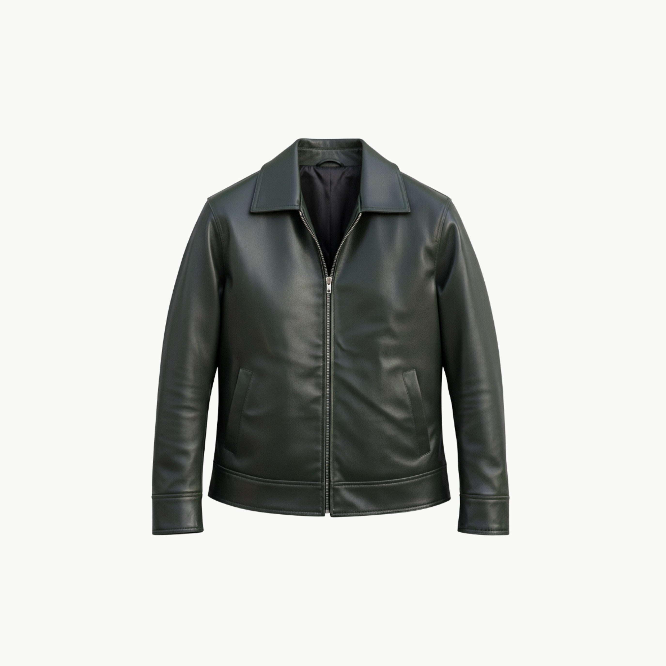 Olive Green Faux Leather Jacket