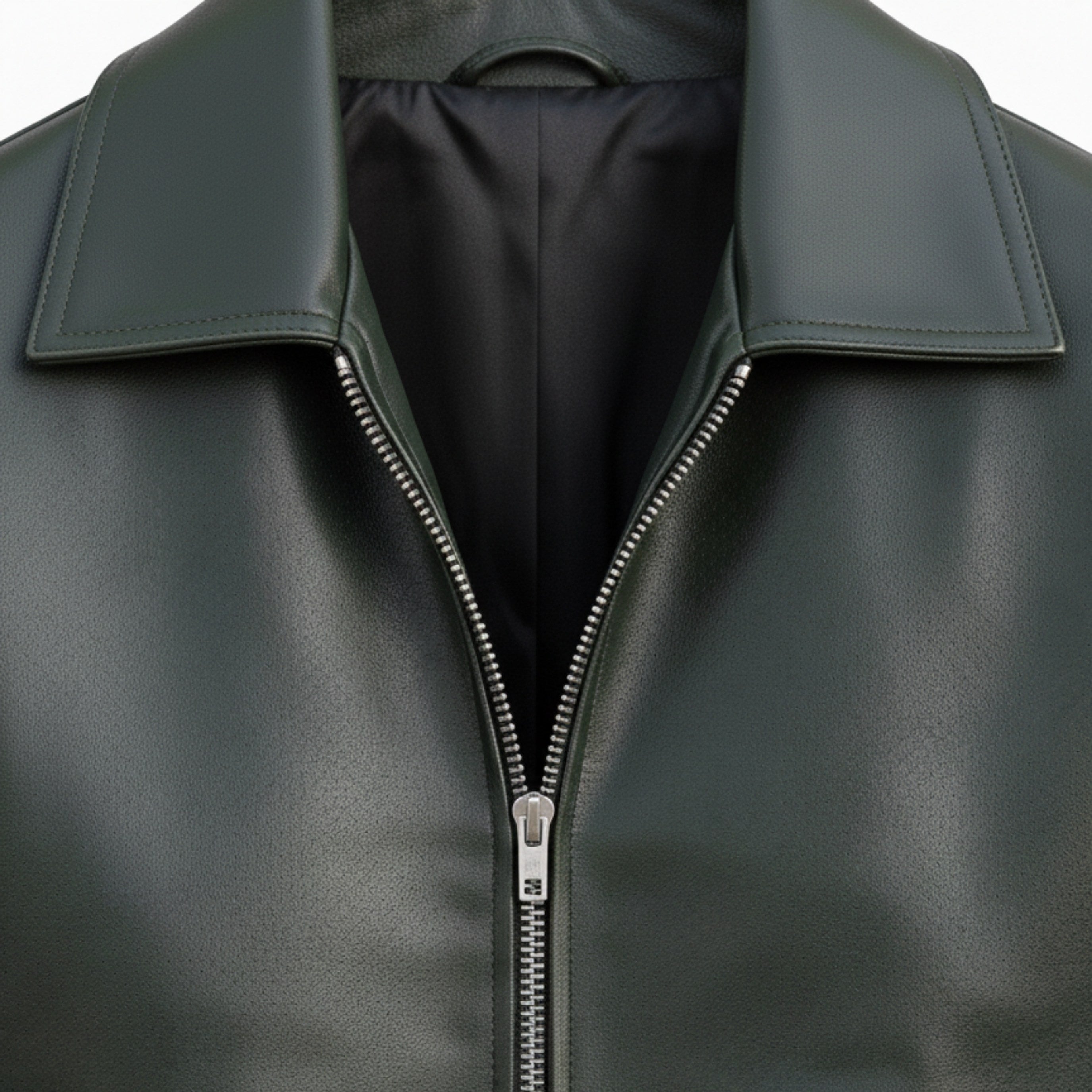 Olive Green Faux Leather Jacket