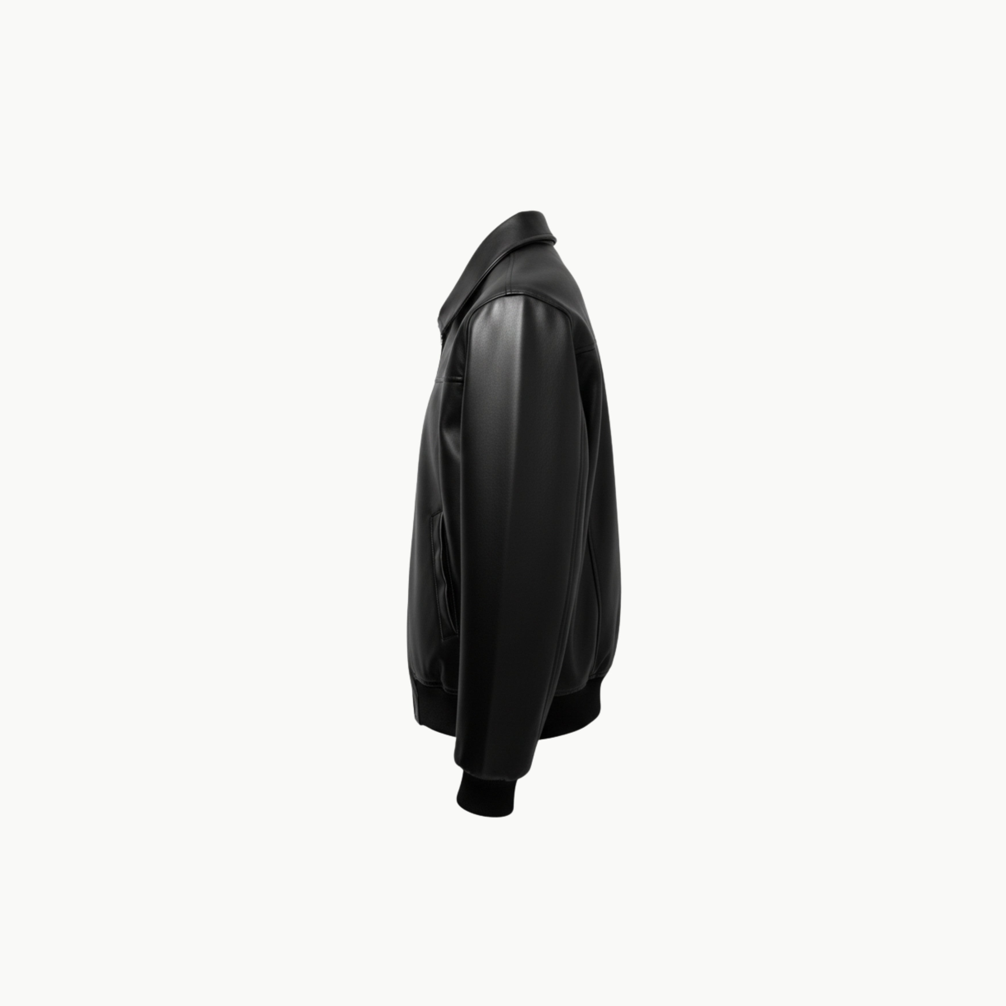 Black Boxy Fit Faux Leather Jacket