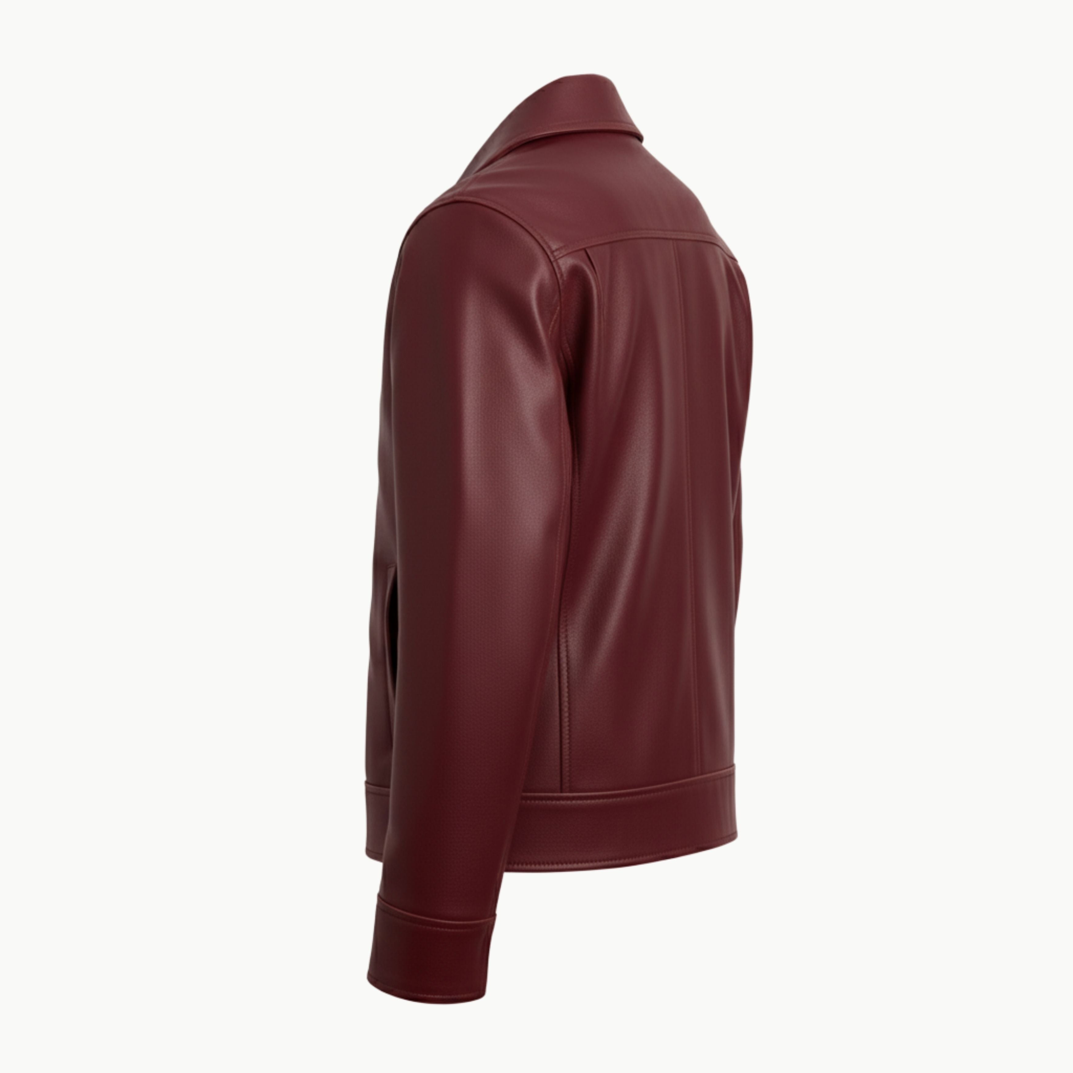 Burgundy Faux Leather Jacket