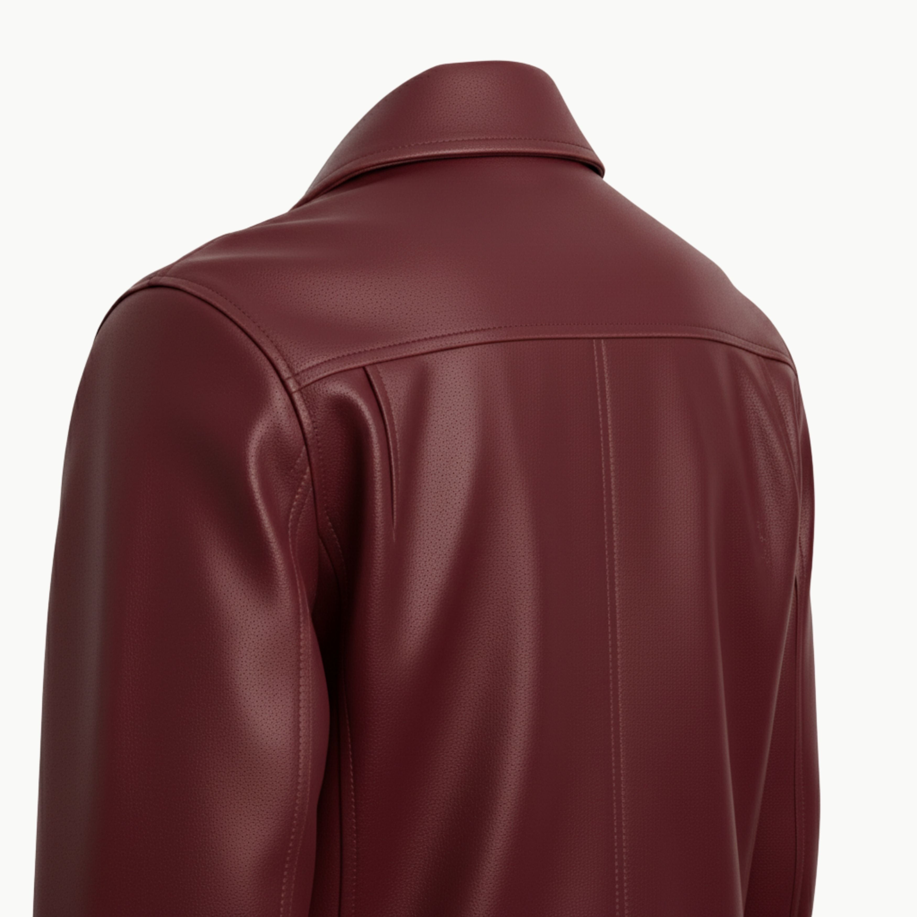 Burgundy Faux Leather Jacket