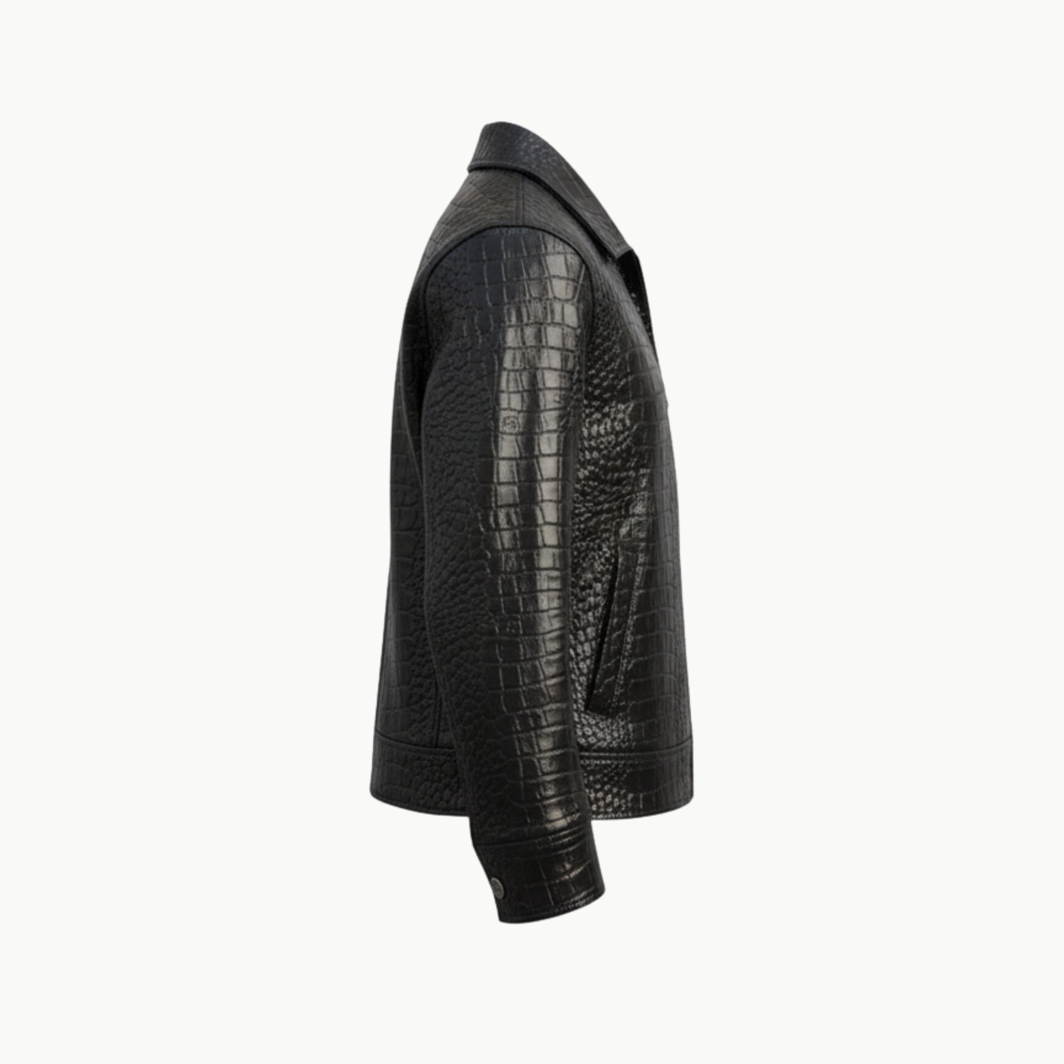 Crocodile Black Faux Leather Jacket