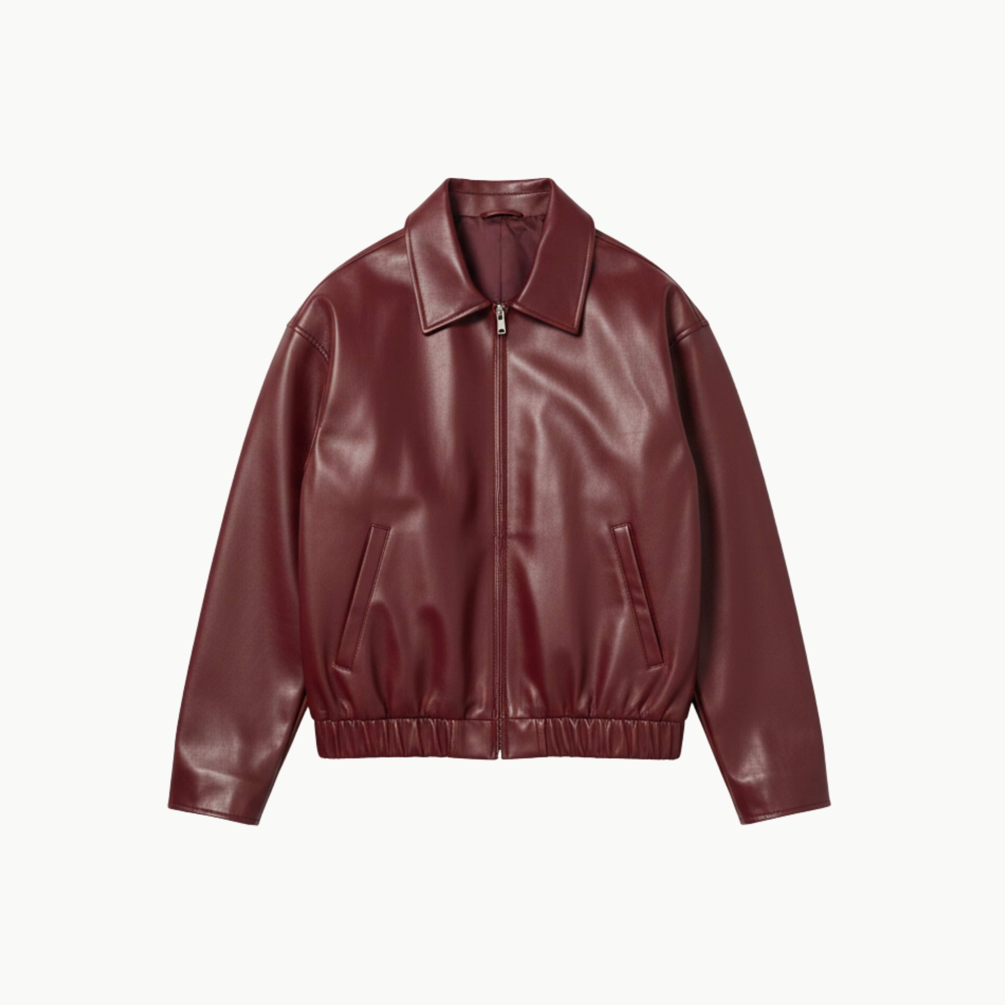 Burgundy Classic Faux Leather Jacket