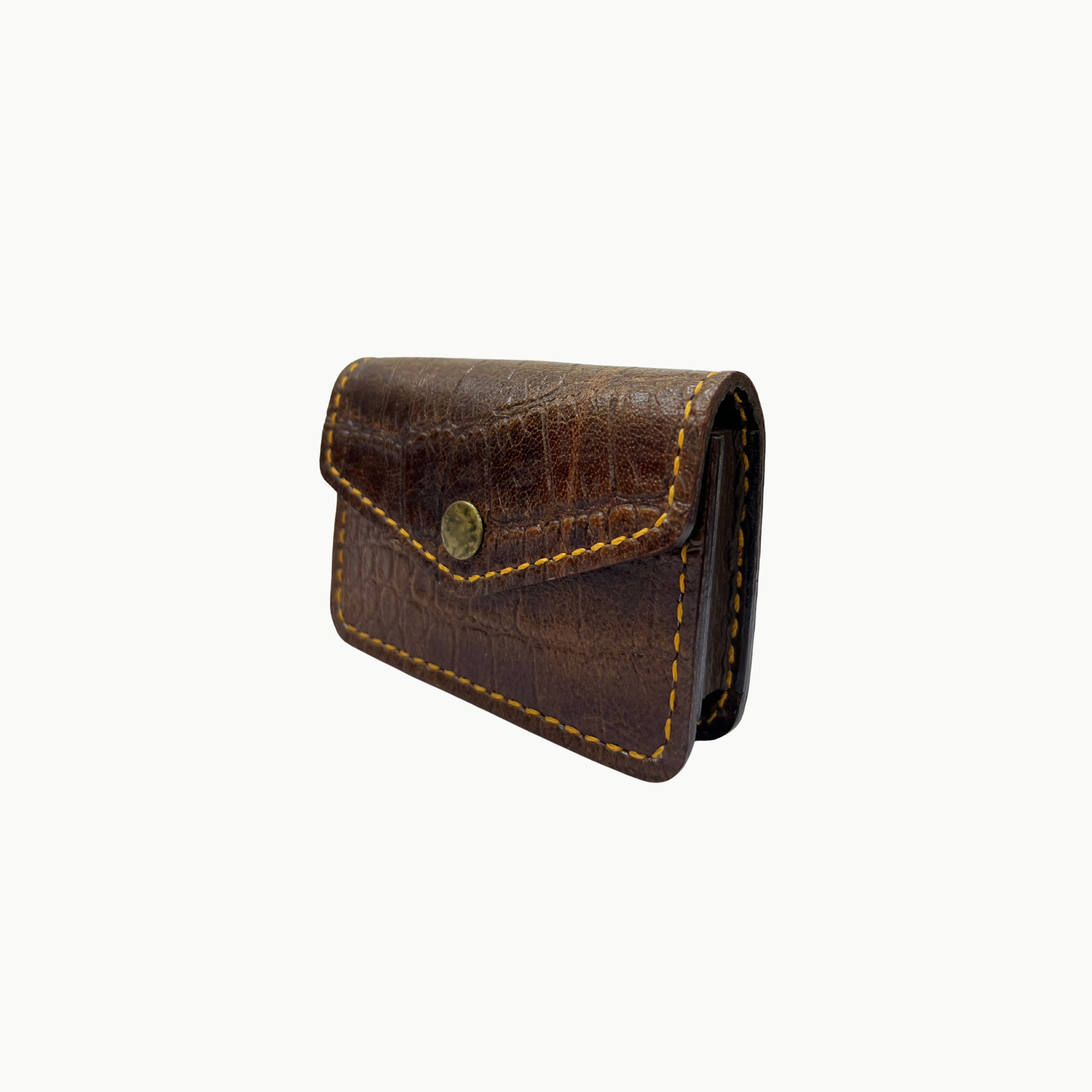 W1 Crocodile Handmade Card Holder Dark Brown