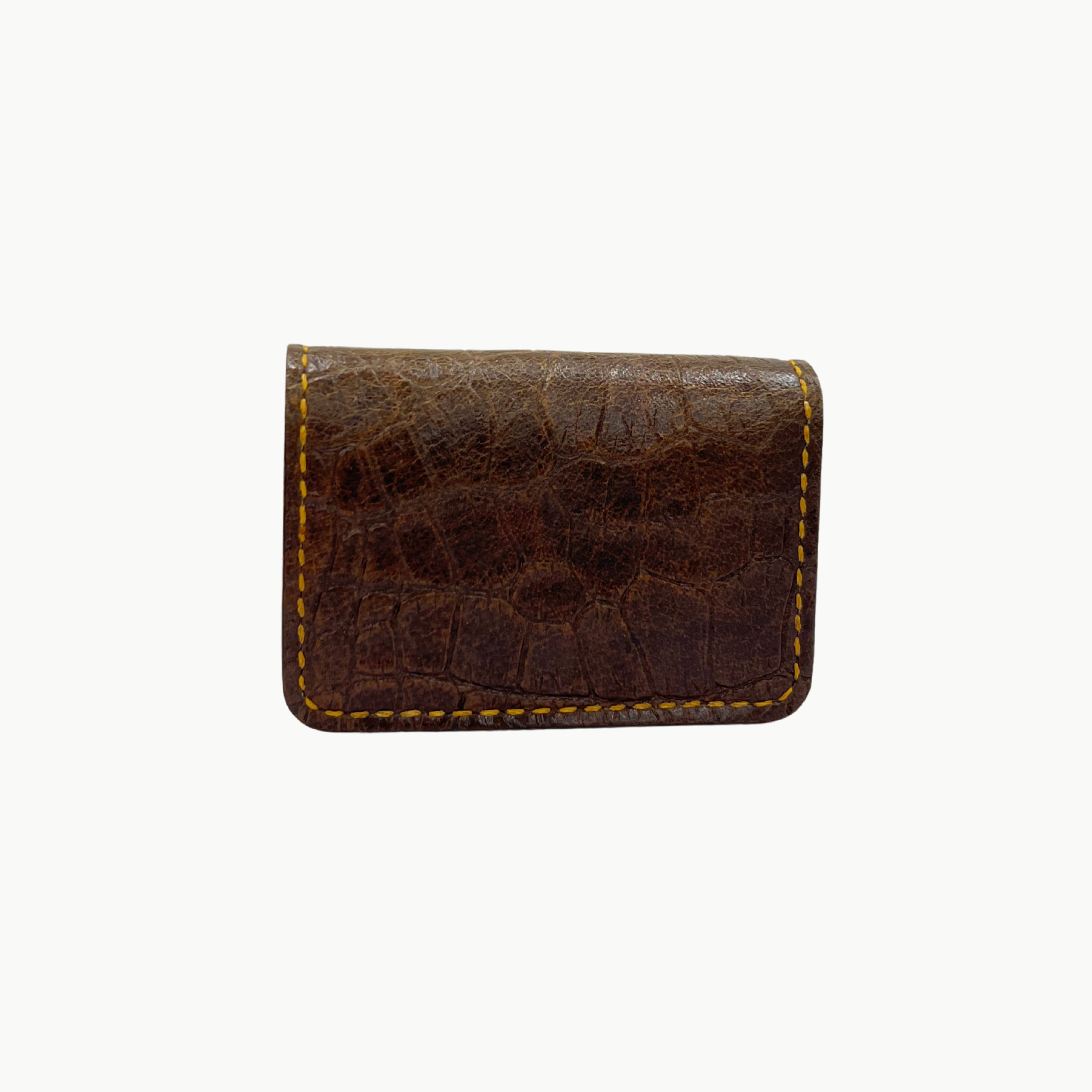 W1 Crocodile Handmade Card Holder Dark Brown