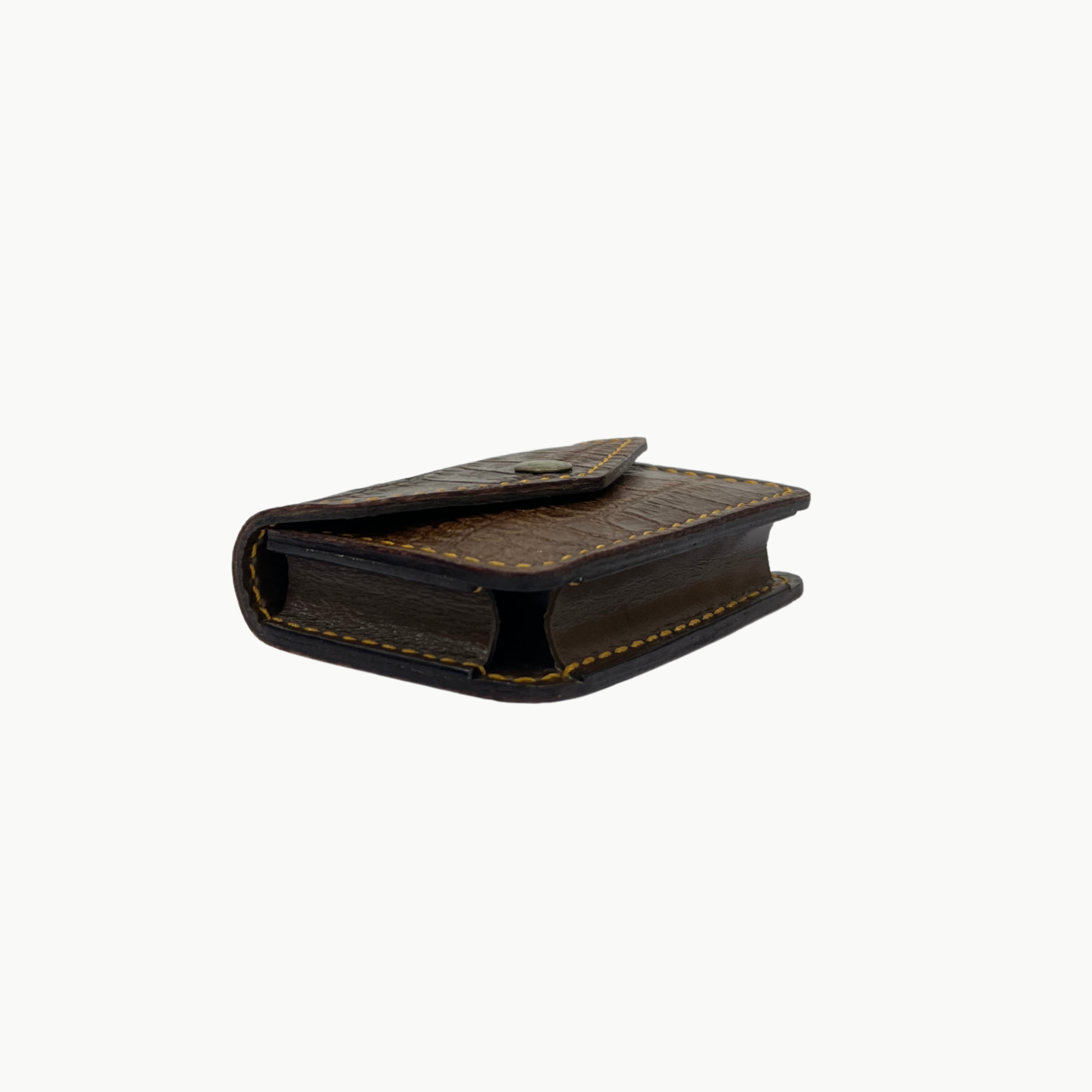W1 Crocodile Handmade Card Holder Dark Brown