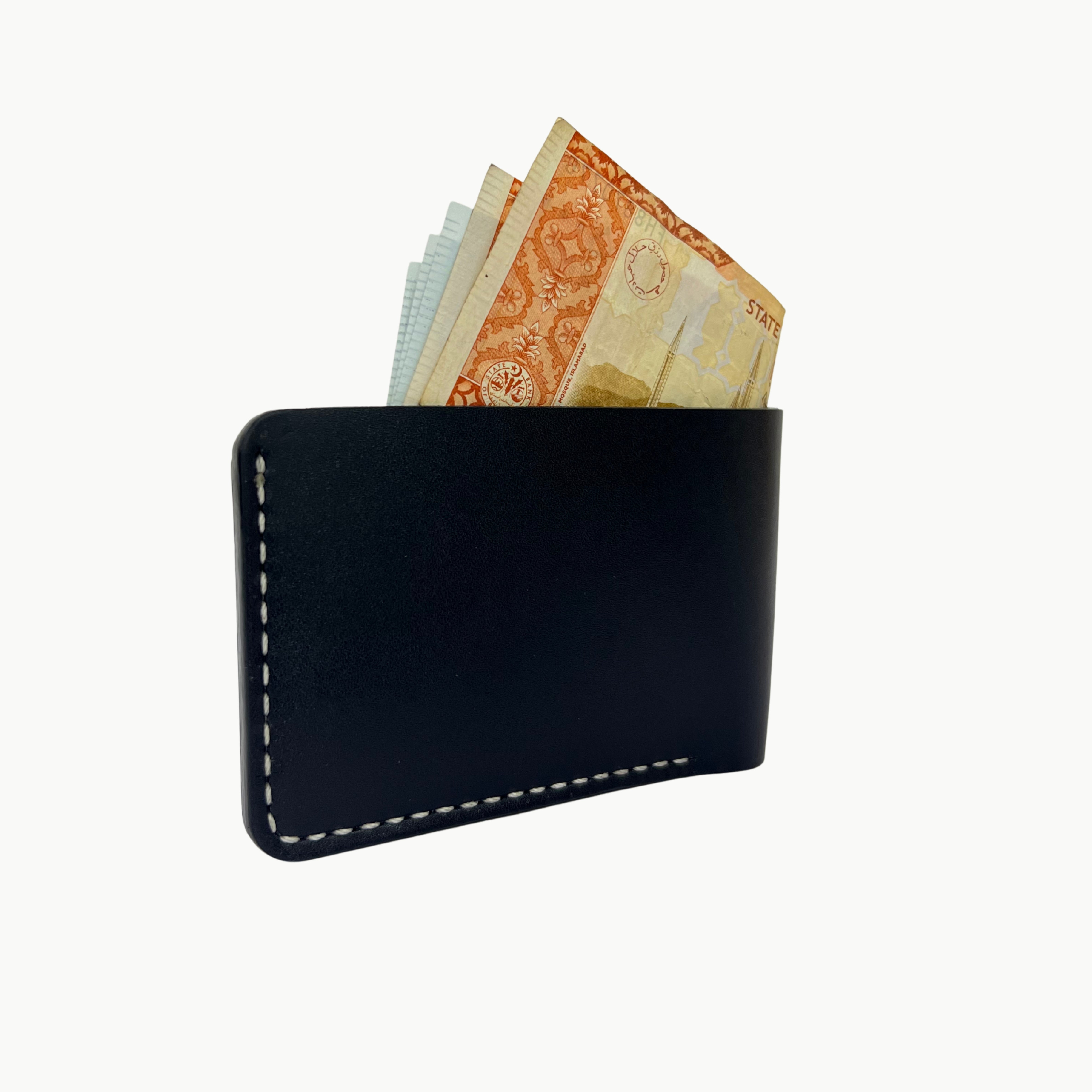 W2 Bifold Handmade Leather Wallet Black
