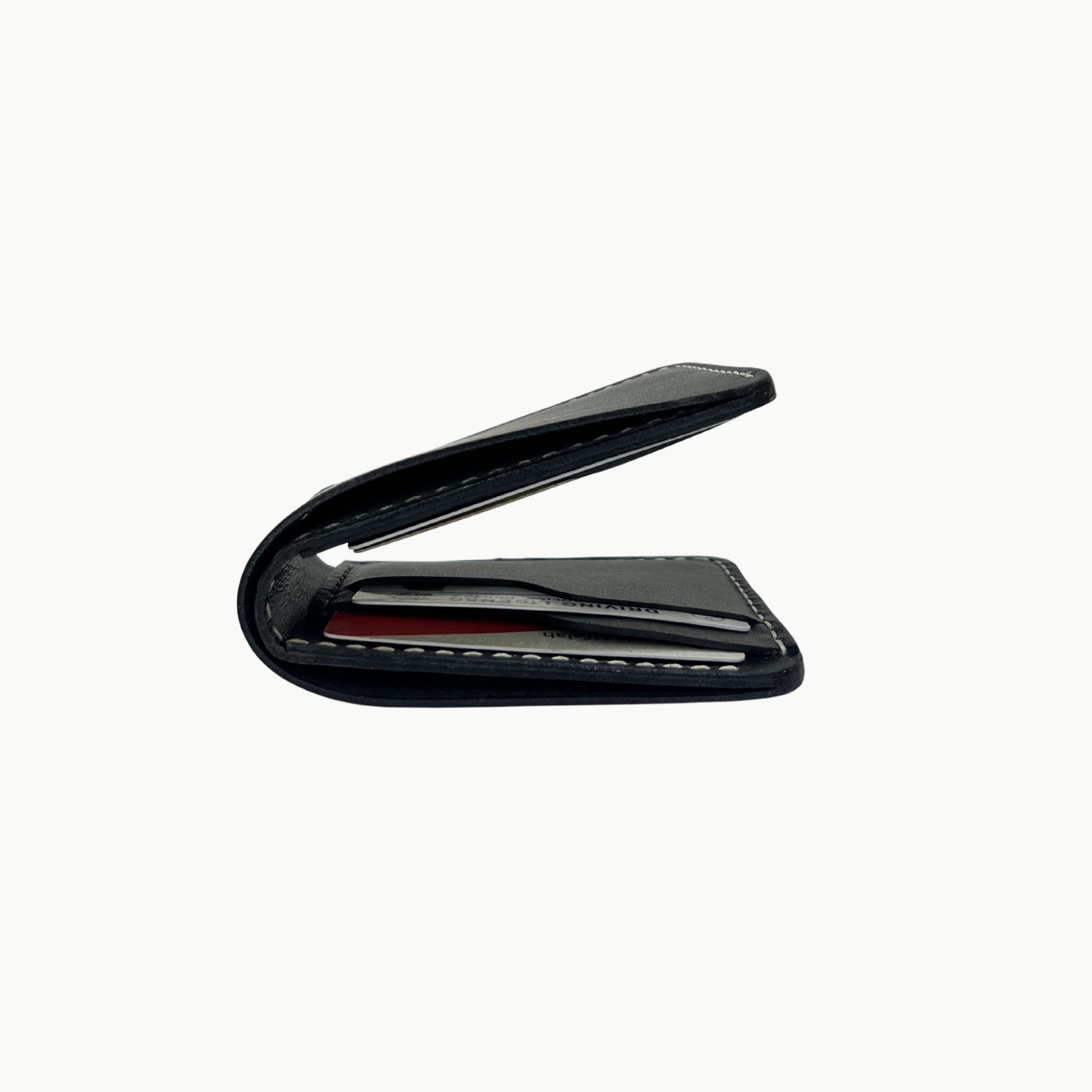 W2 Bifold Handmade Leather Wallet Black