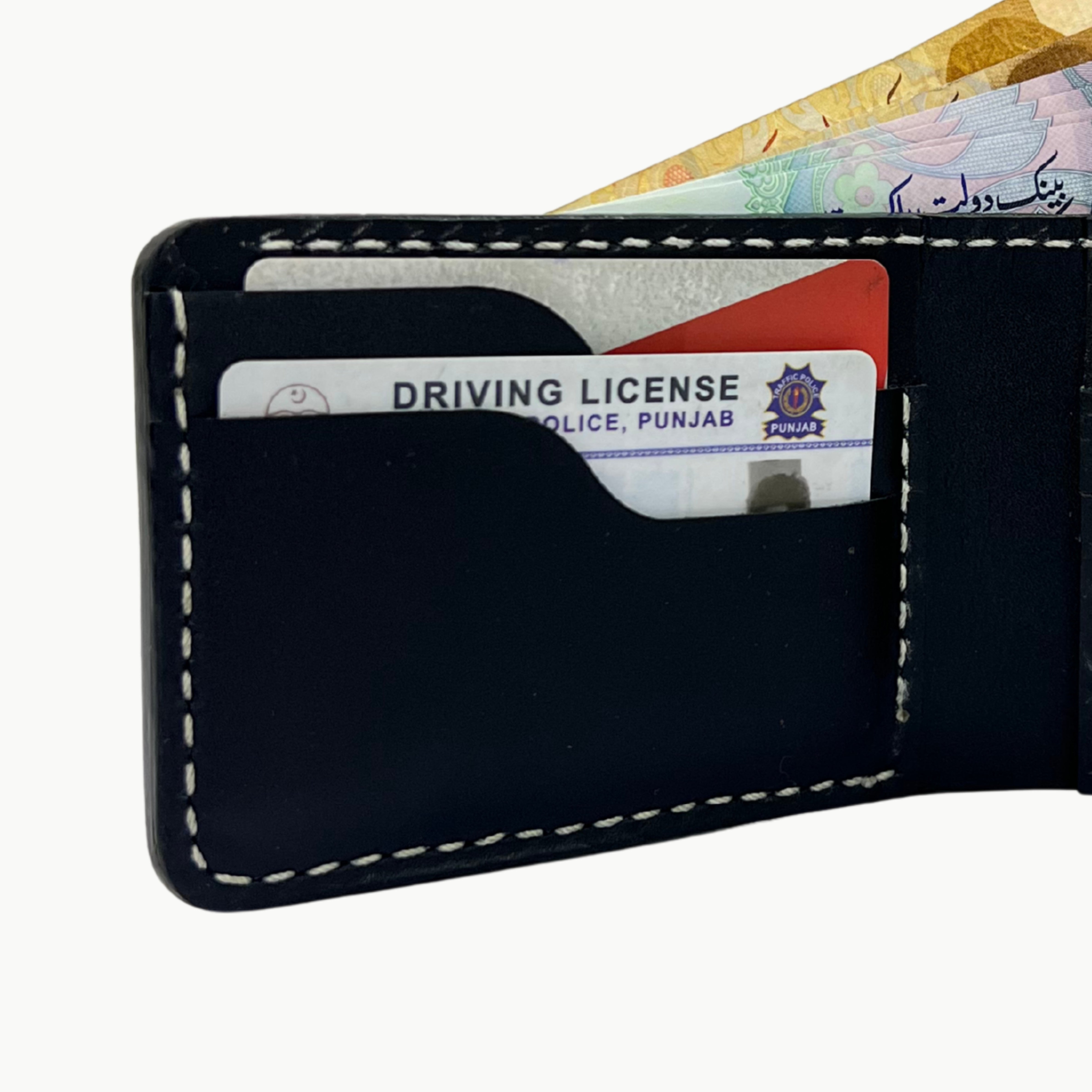 W2 Bifold Handmade Leather Wallet Black
