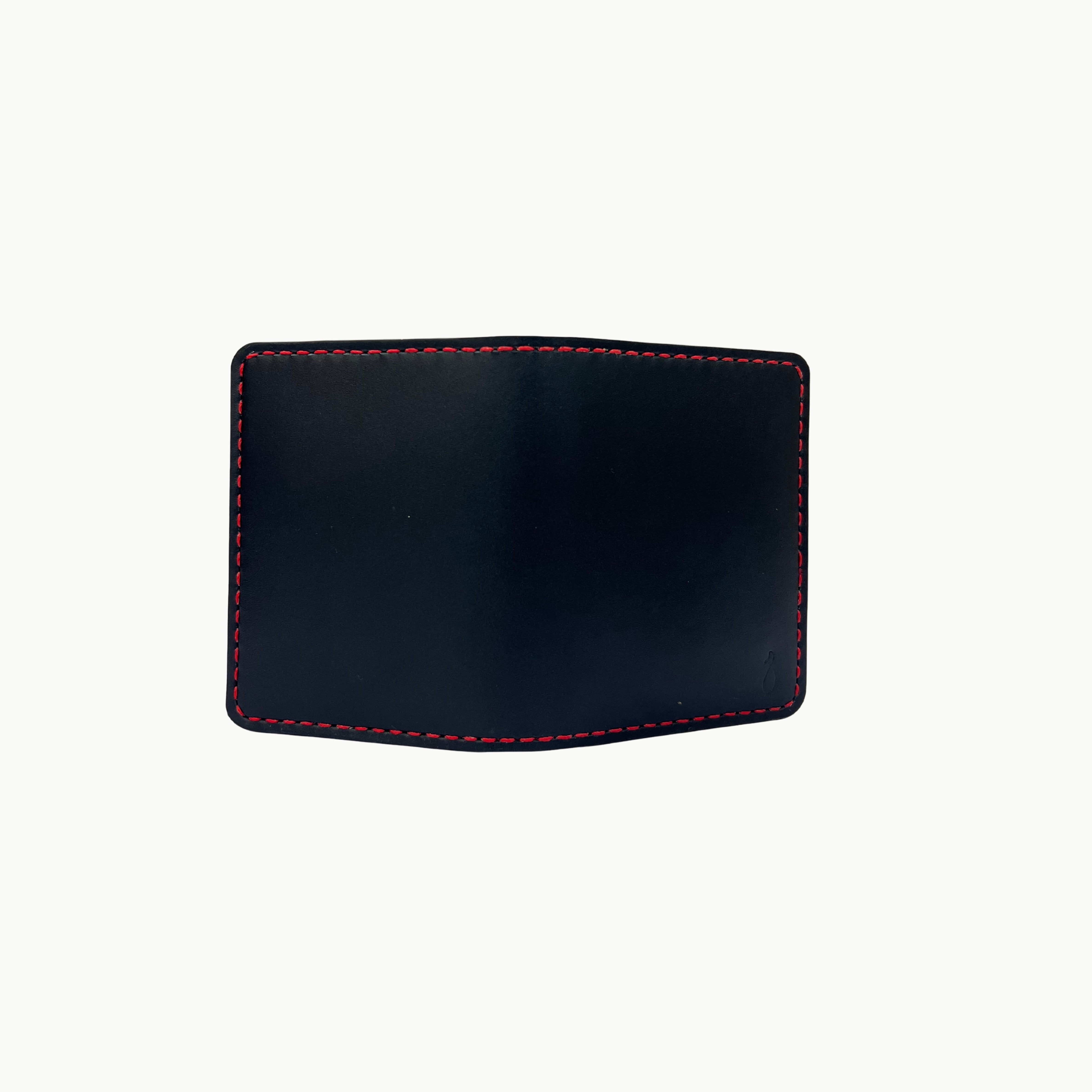W6 Vertical Bifold Handmade Leather Wallet Black - RT