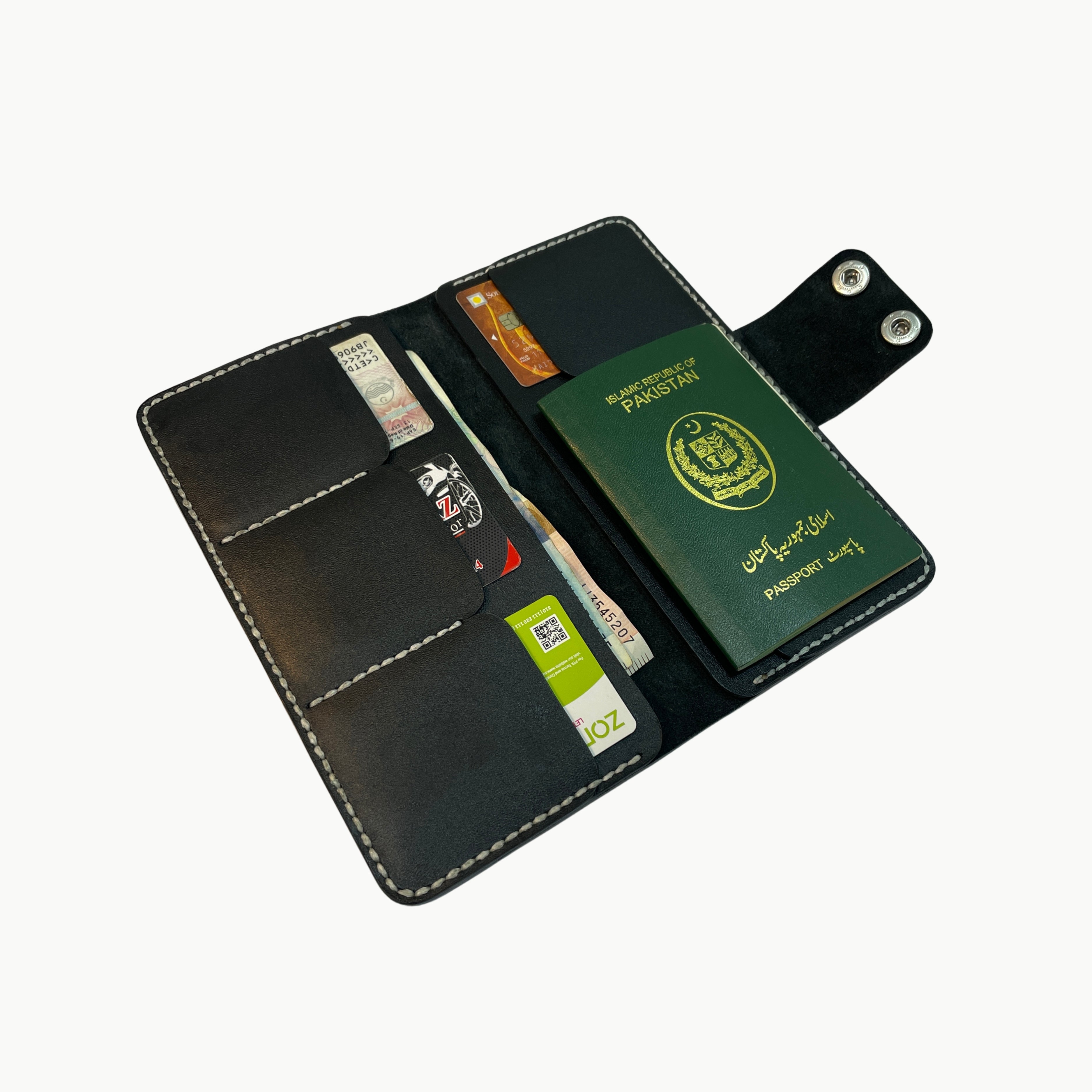 M1 Handmade Long Leather Wallet Black