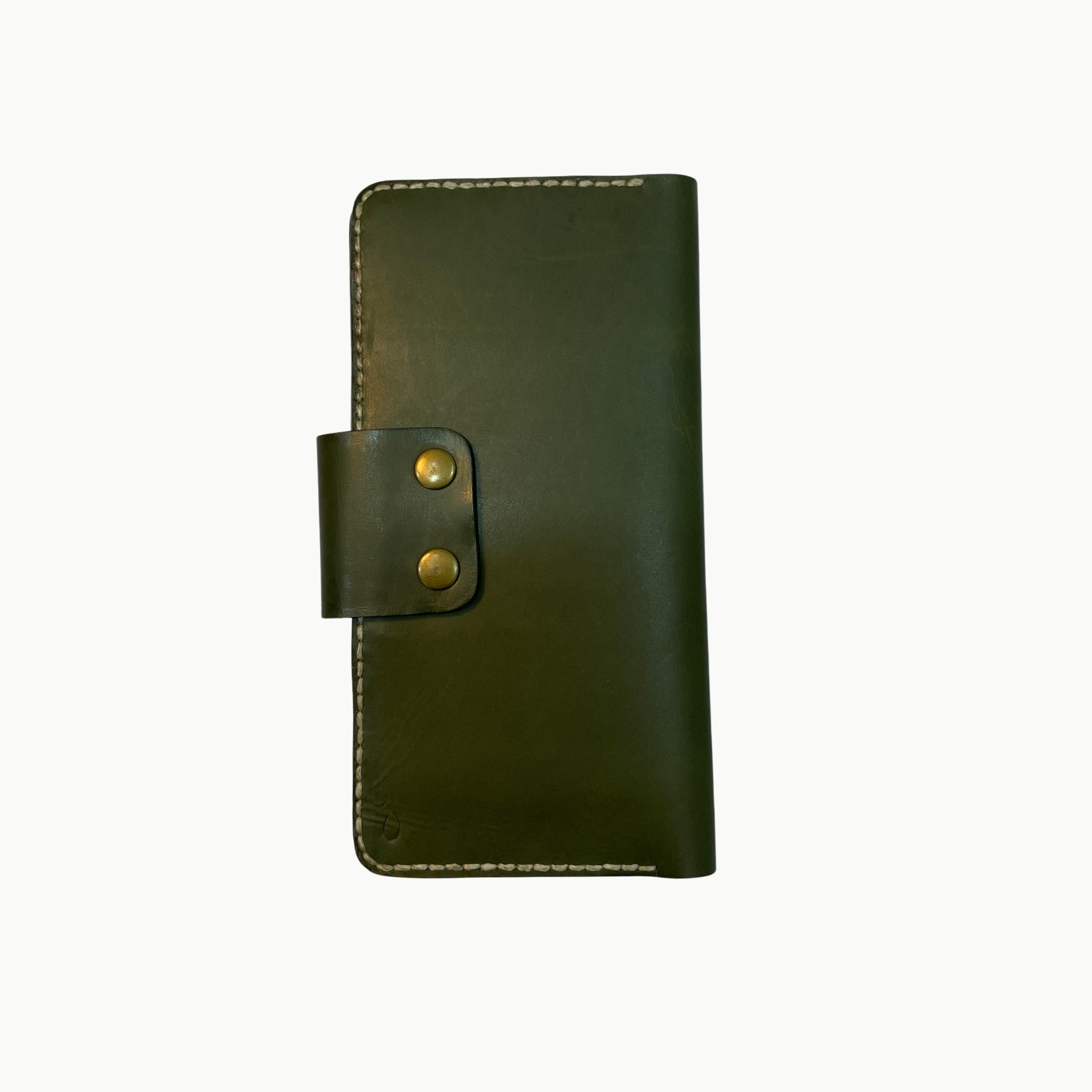 M1 Handmade Long Leather Wallet Olive Green