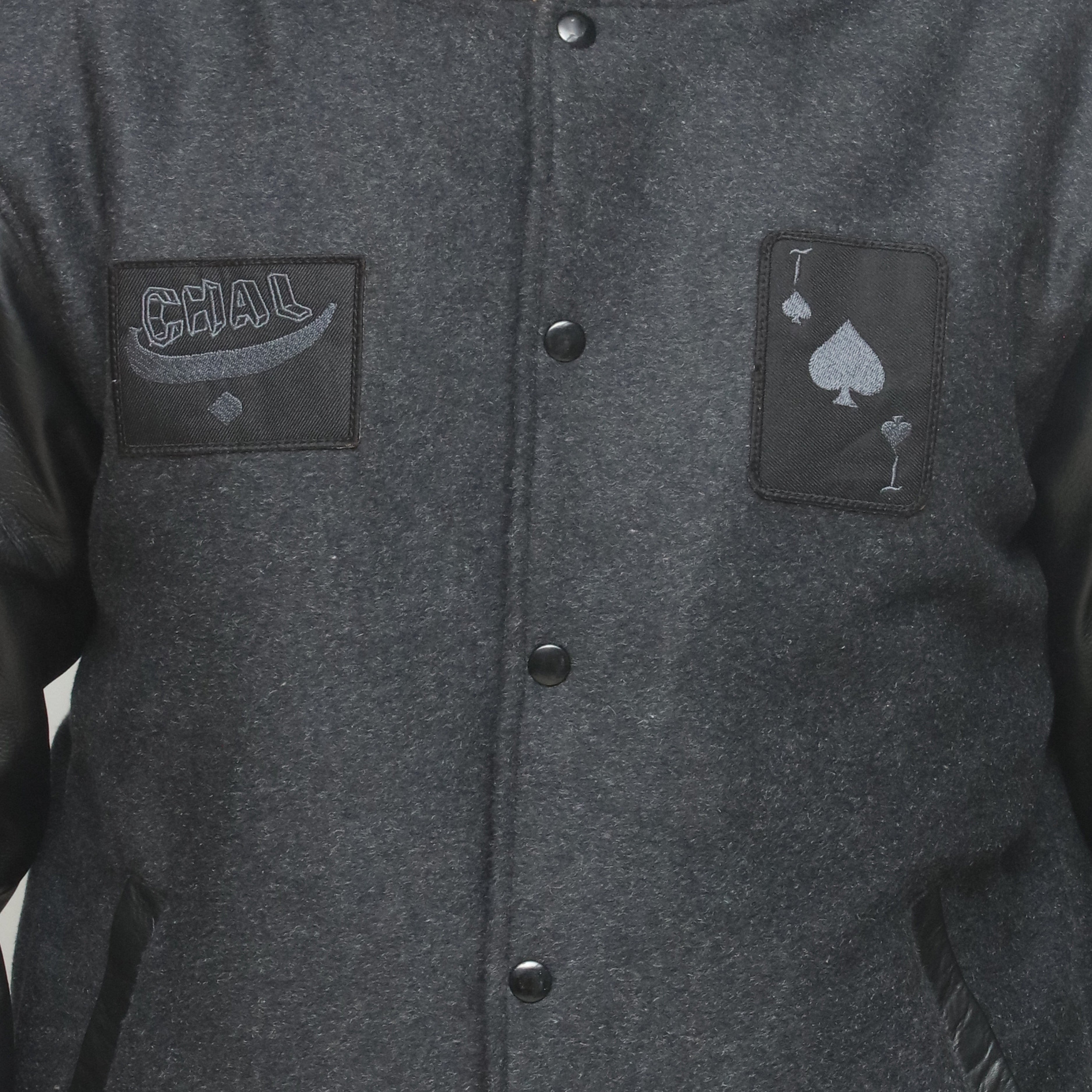 804 Black And Dark Grey Letterman Jacket