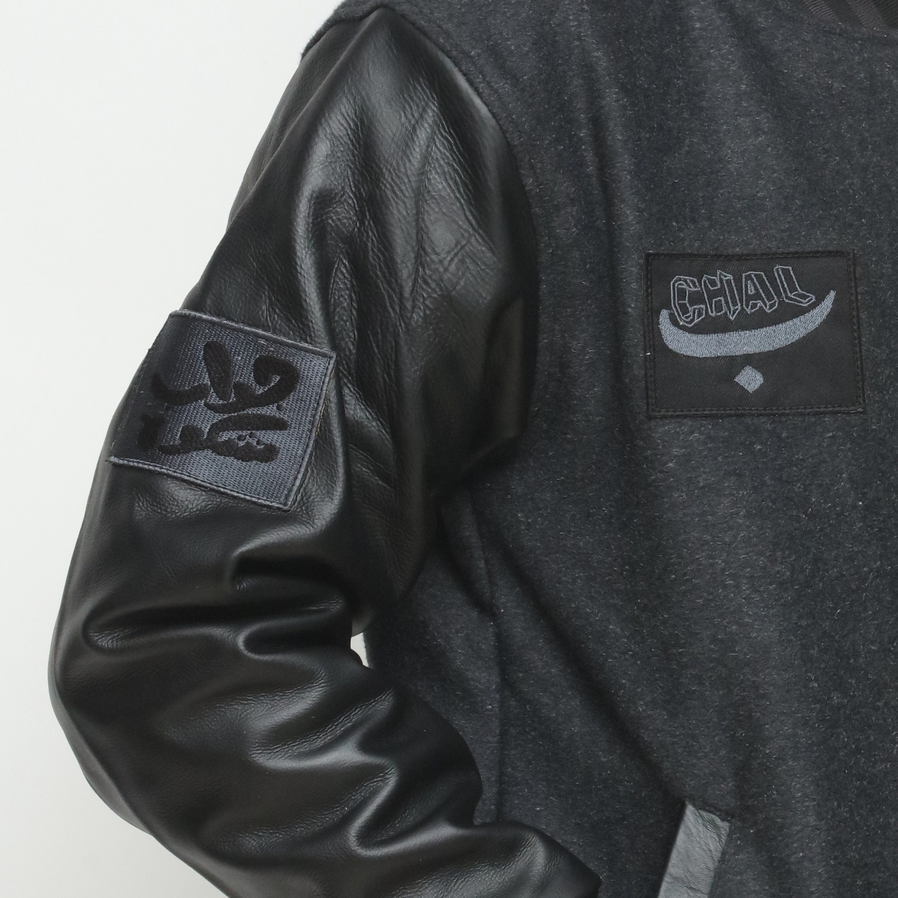 804 Black And Dark Grey Letterman Jacket