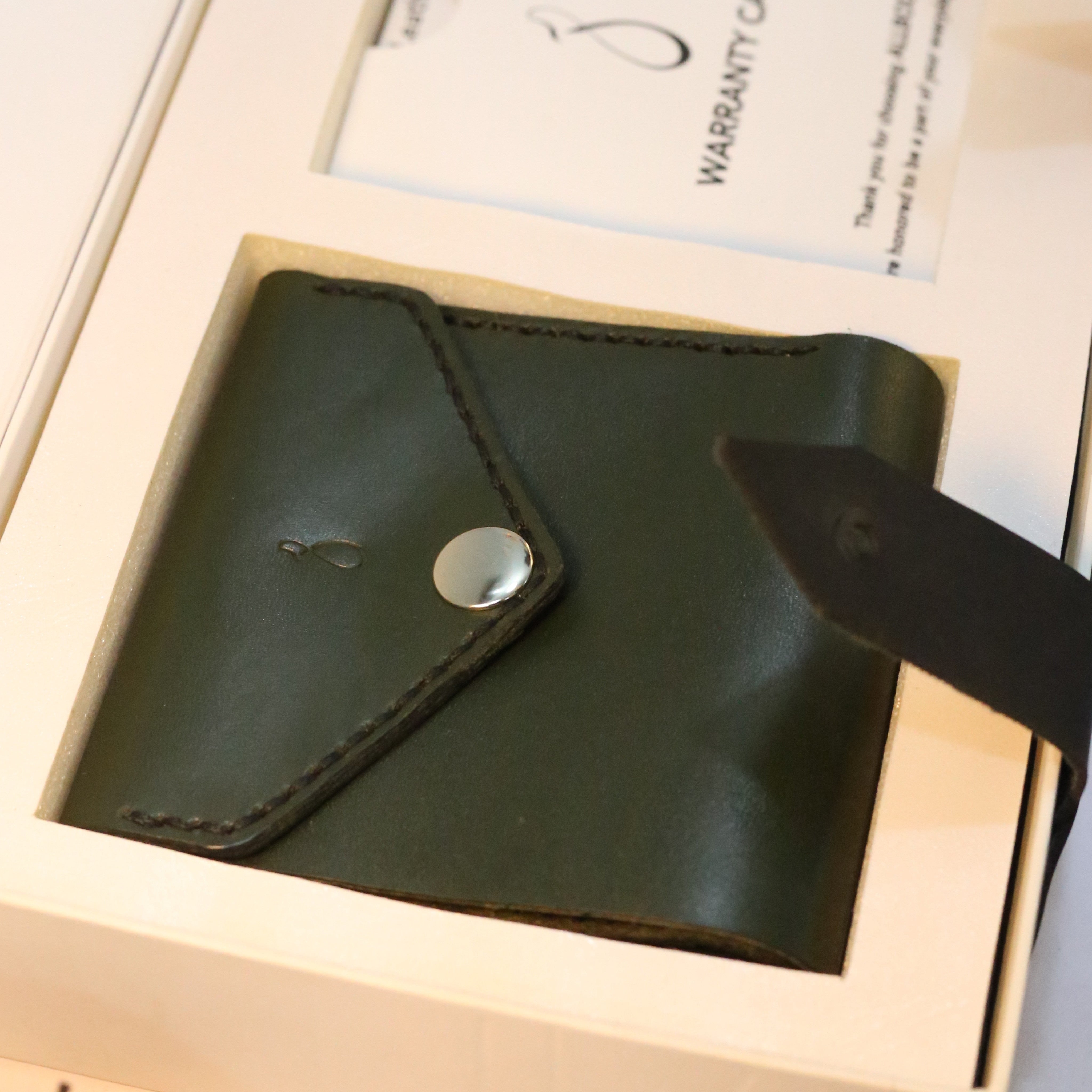 W6 Big Flap Handmade Leather Wallet Olive Green