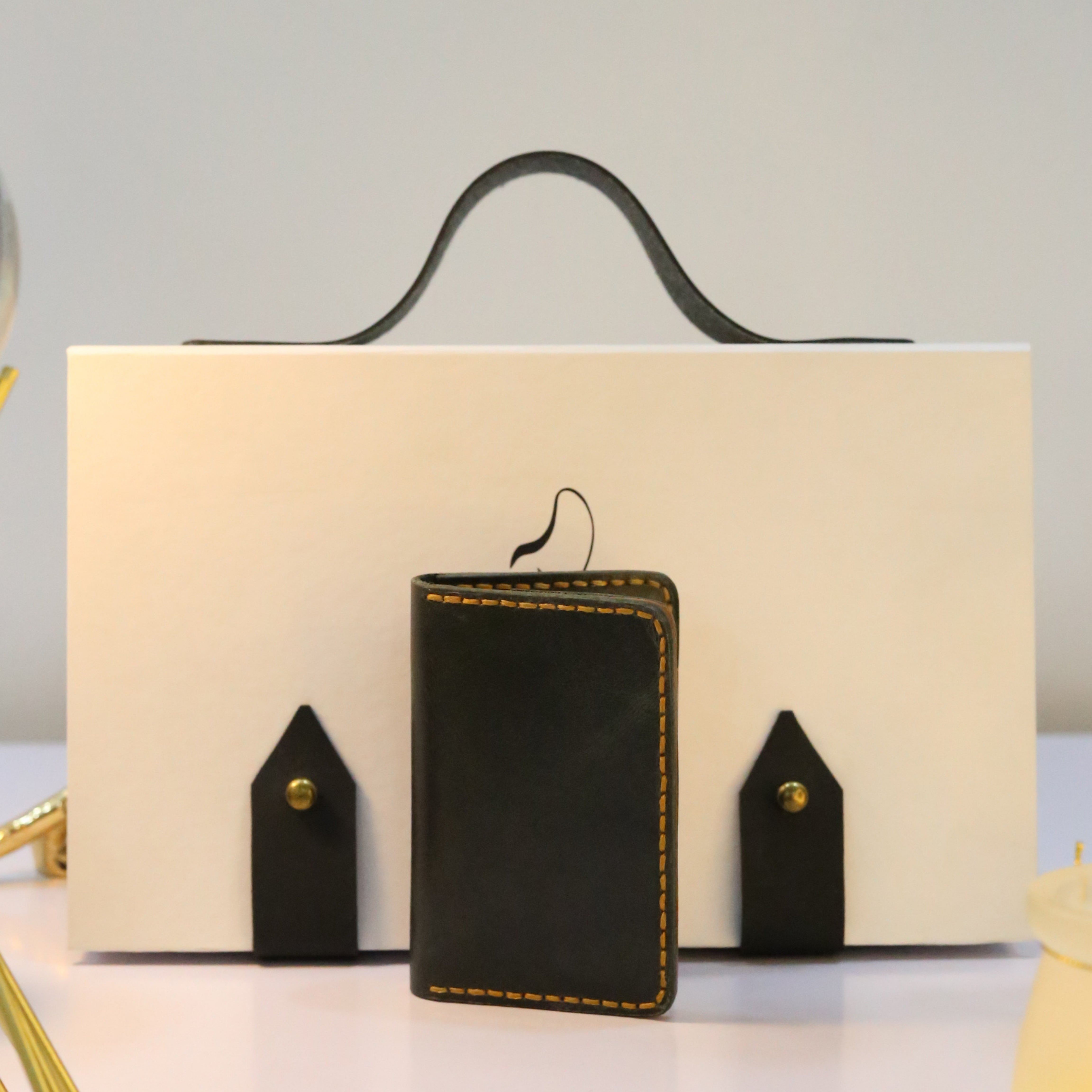 W5 Handmade Leather Wallet Stone Green & Brown