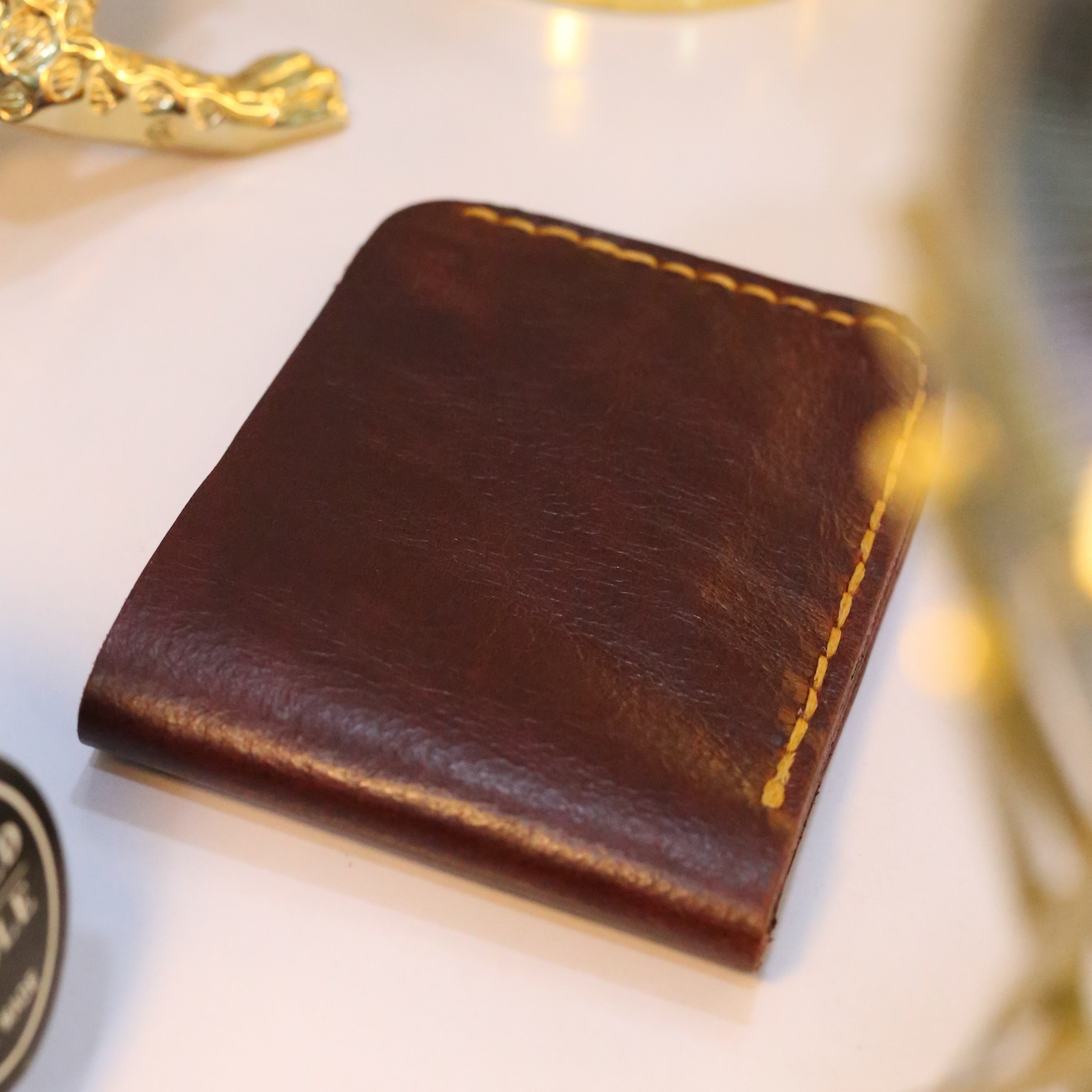 W2 Bi-Fold Handmade Leather Wallet Maroon