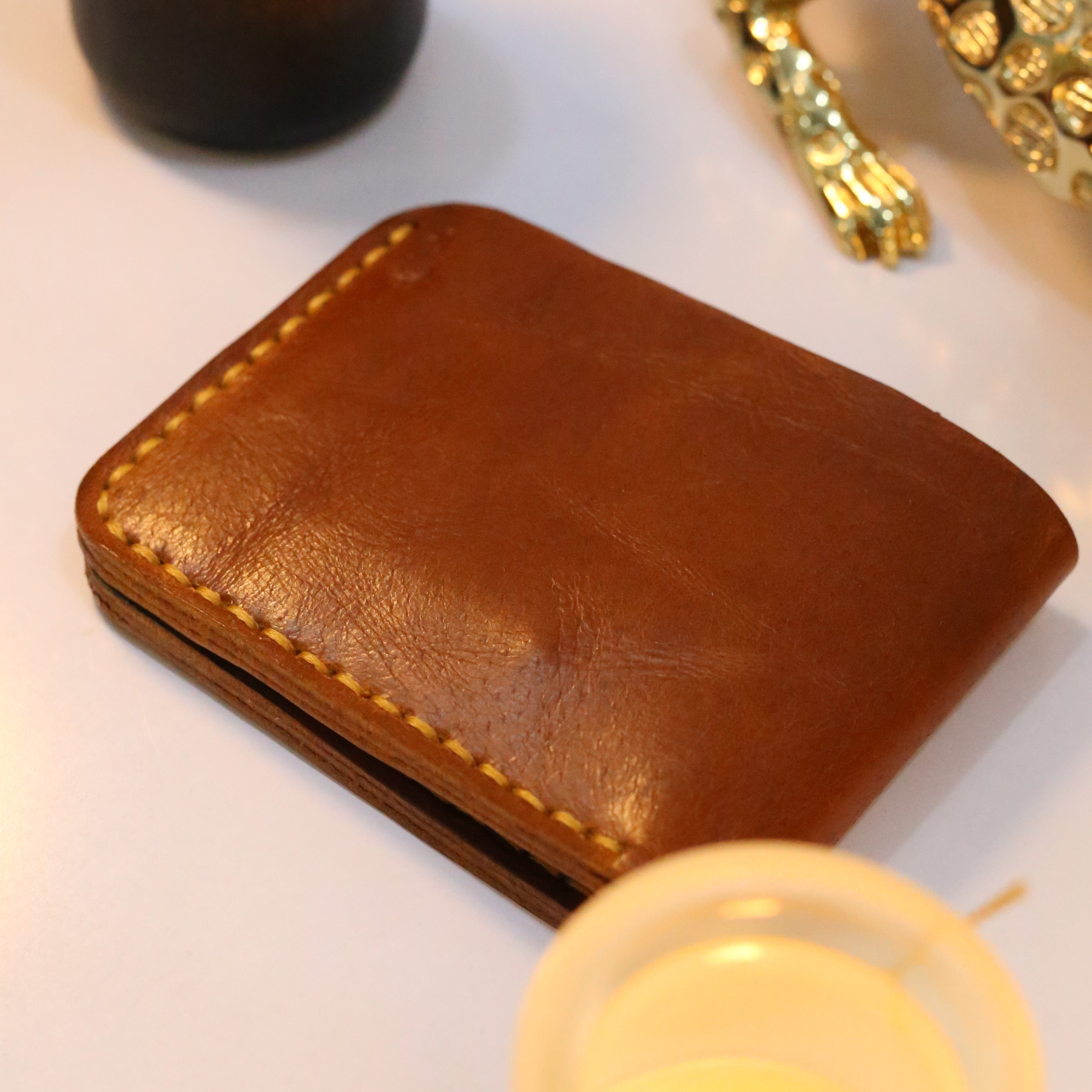 W2 Bi-Fold Handmade Leather Wallet Brown