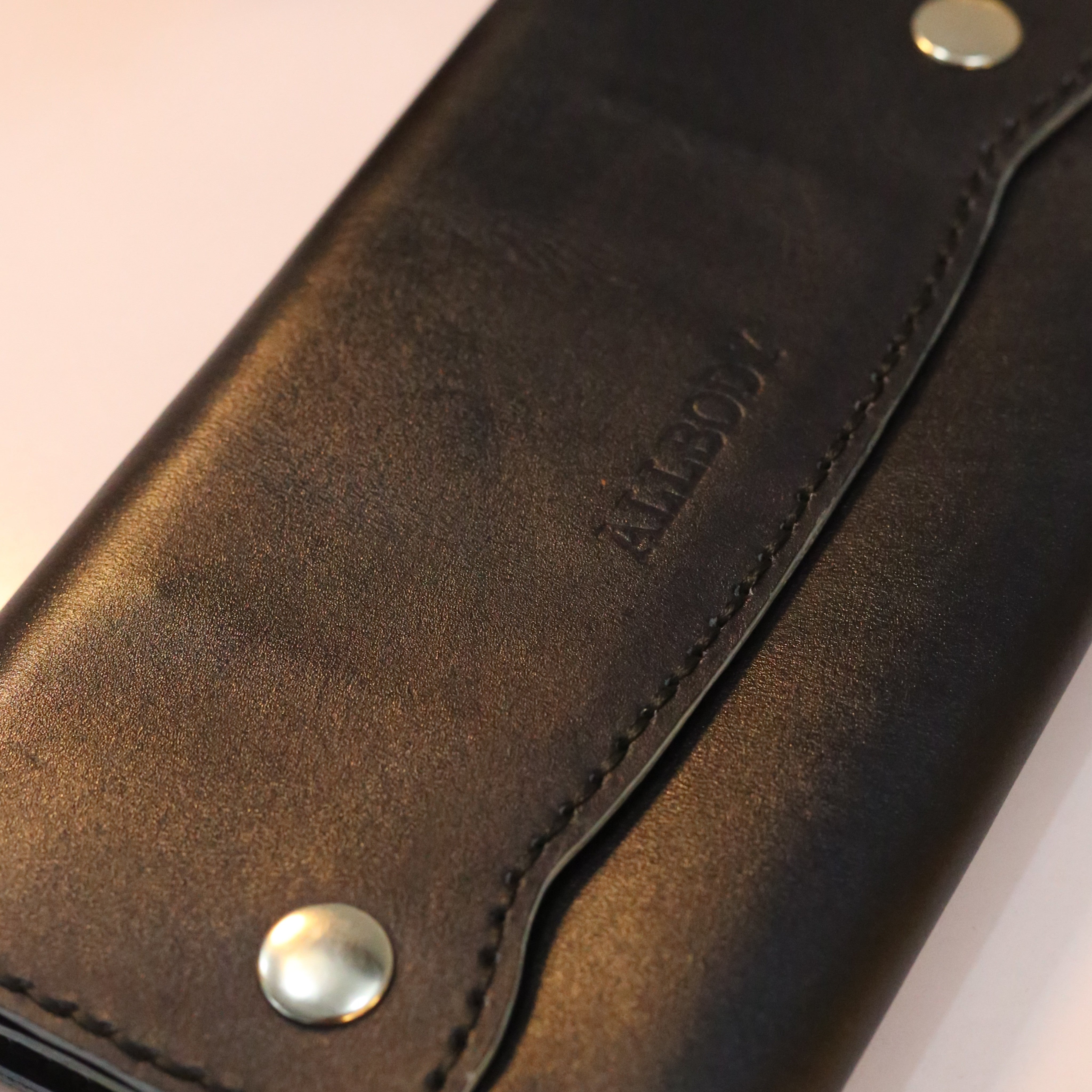 W10 Long Unisex Handmade Leather Wallet Navy Blue