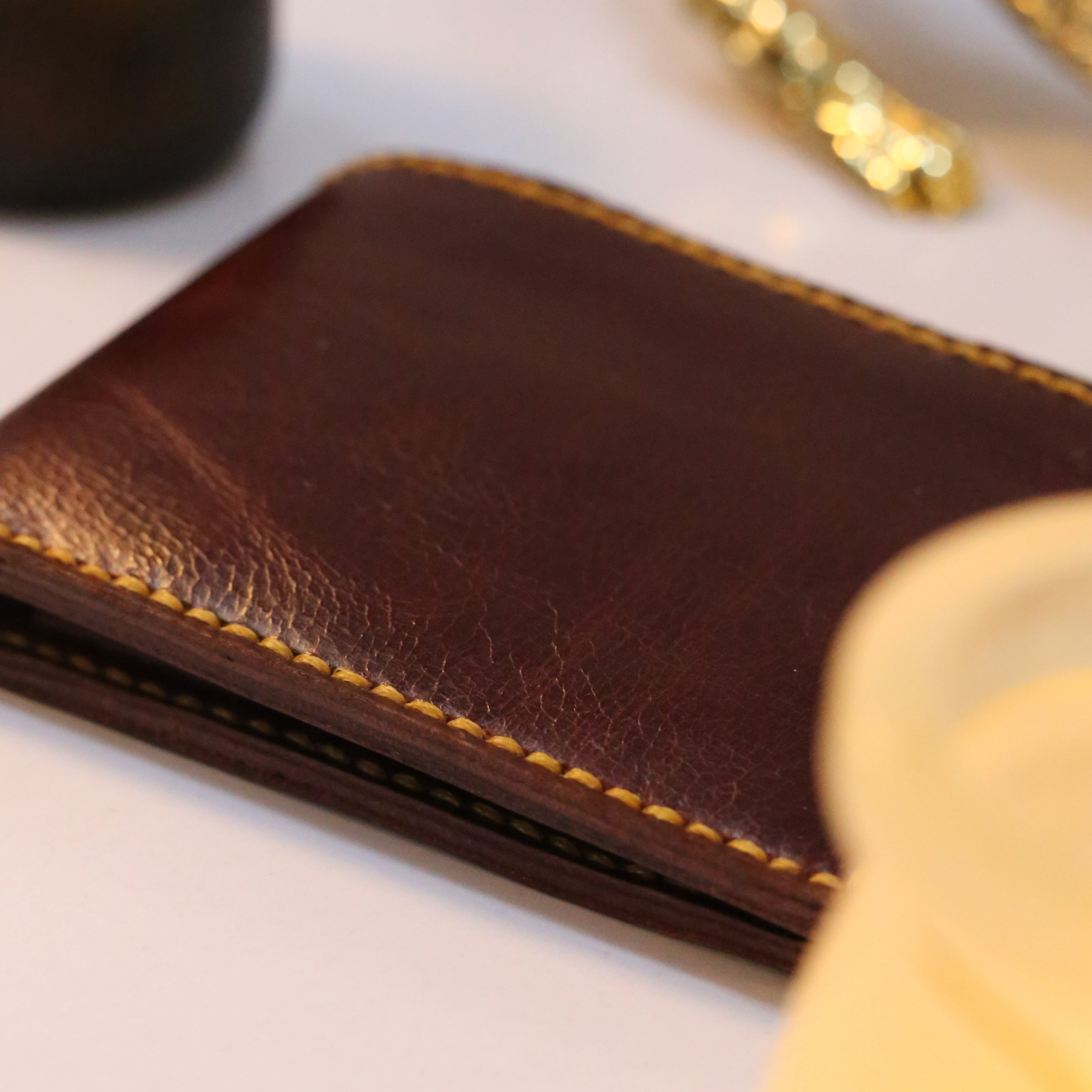 W7 Handmade Leather Coin Wallet Maroon