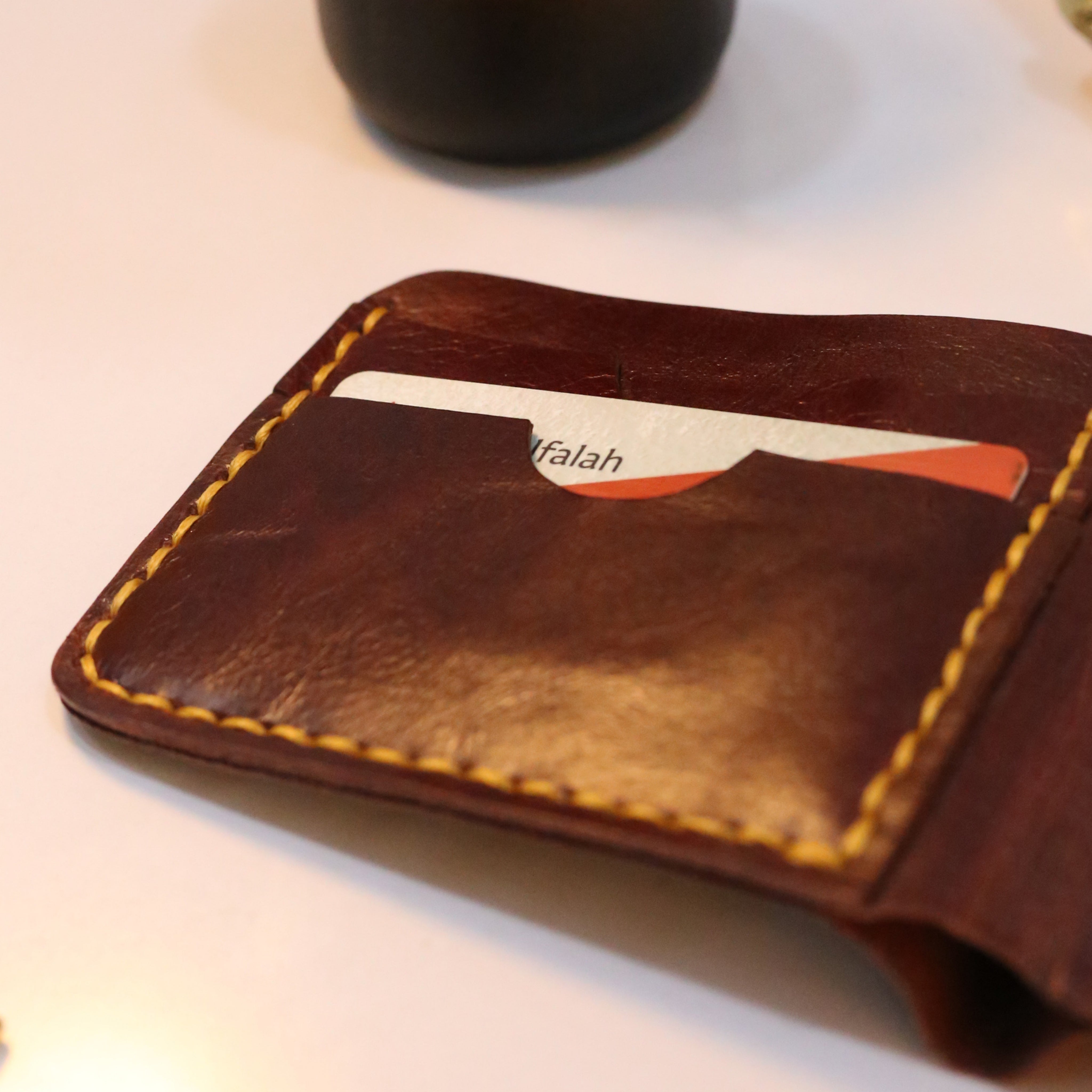 W2 Bi-Fold Handmade Leather Wallet Maroon