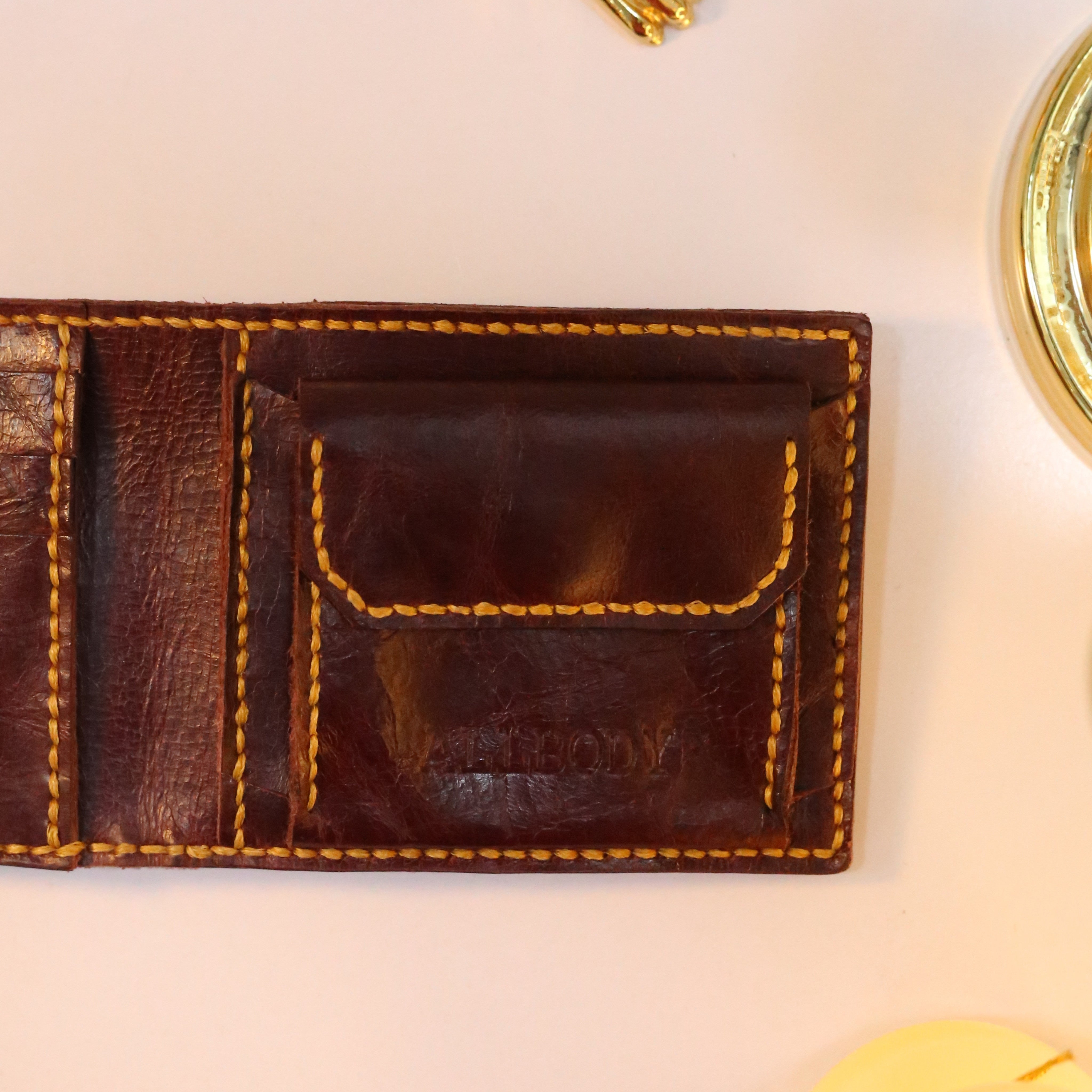 W7 Handmade Leather Coin Wallet Maroon