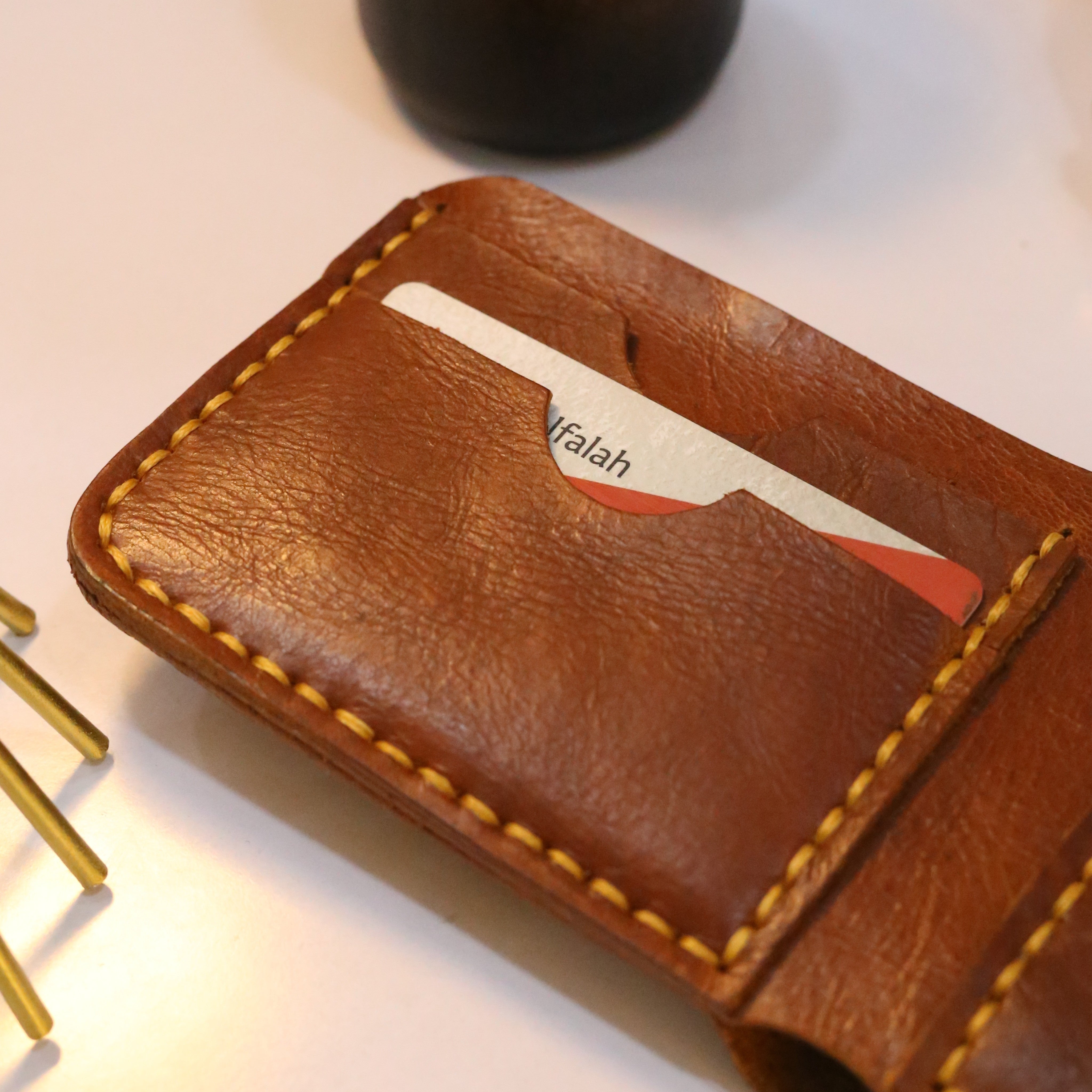 W2 Bi-Fold Handmade Leather Wallet Brown