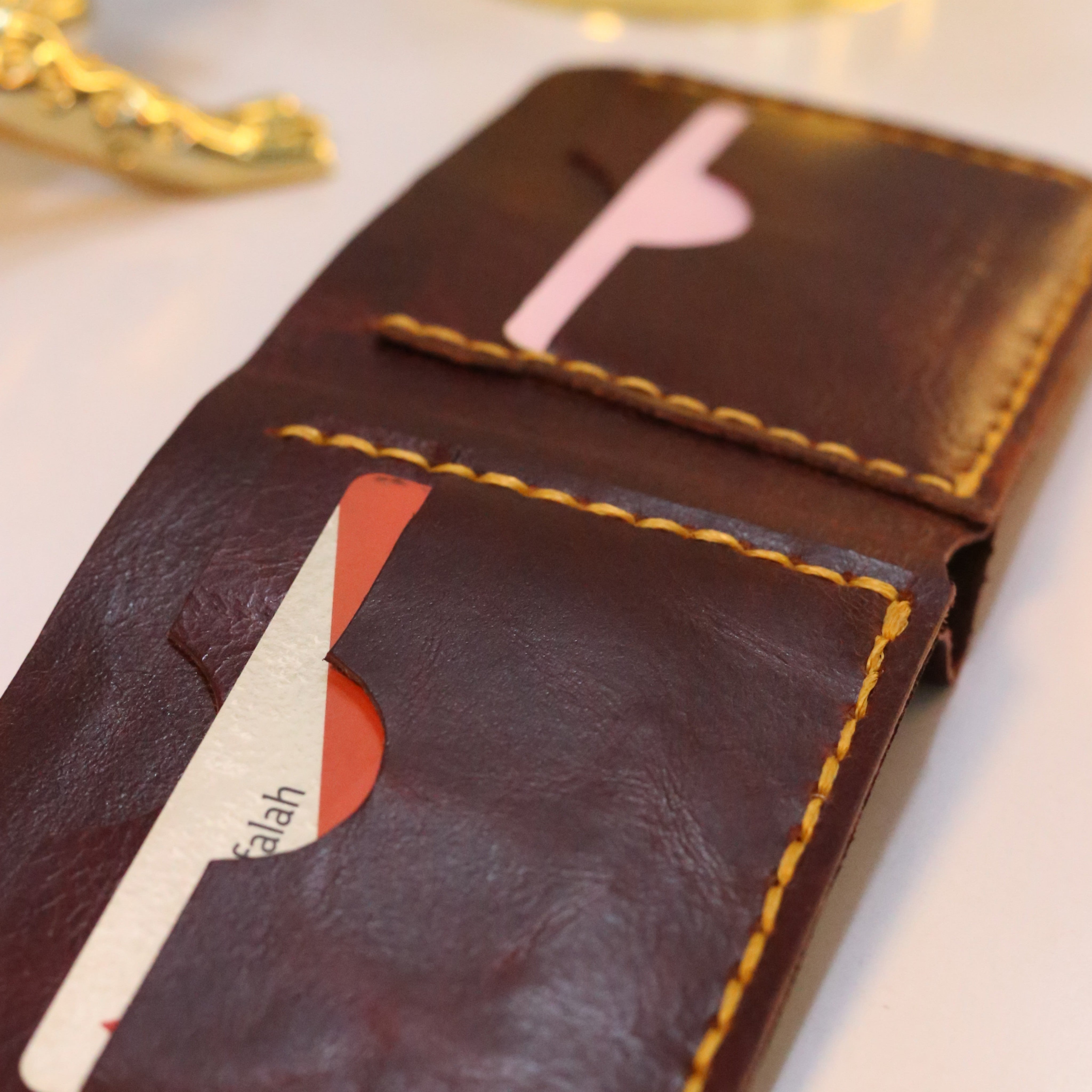 W2 Bi-Fold Handmade Leather Wallet Maroon