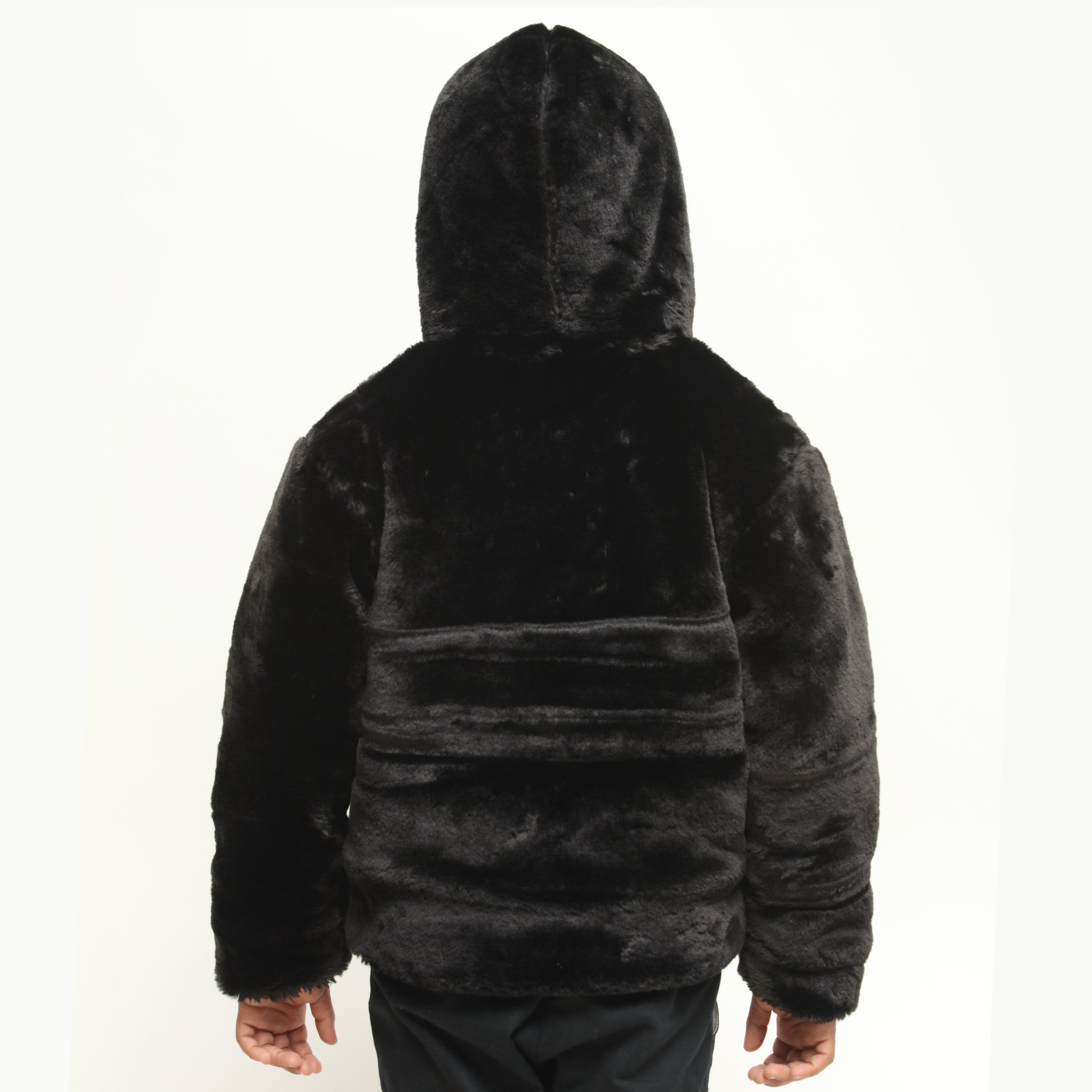 Juniors Black Mohair Fur Jacket