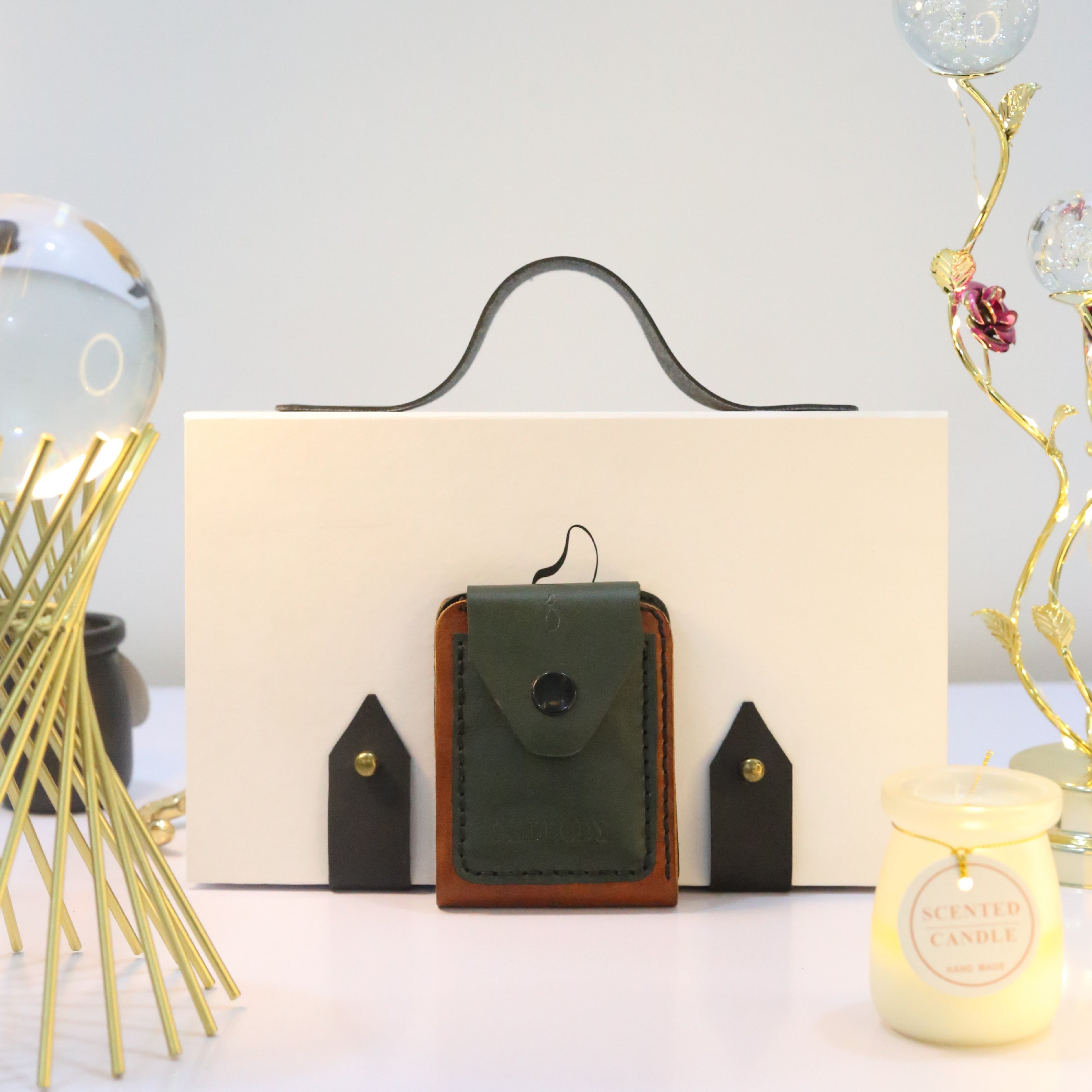 W3 Handmade Leather Wallet Olive & Brown