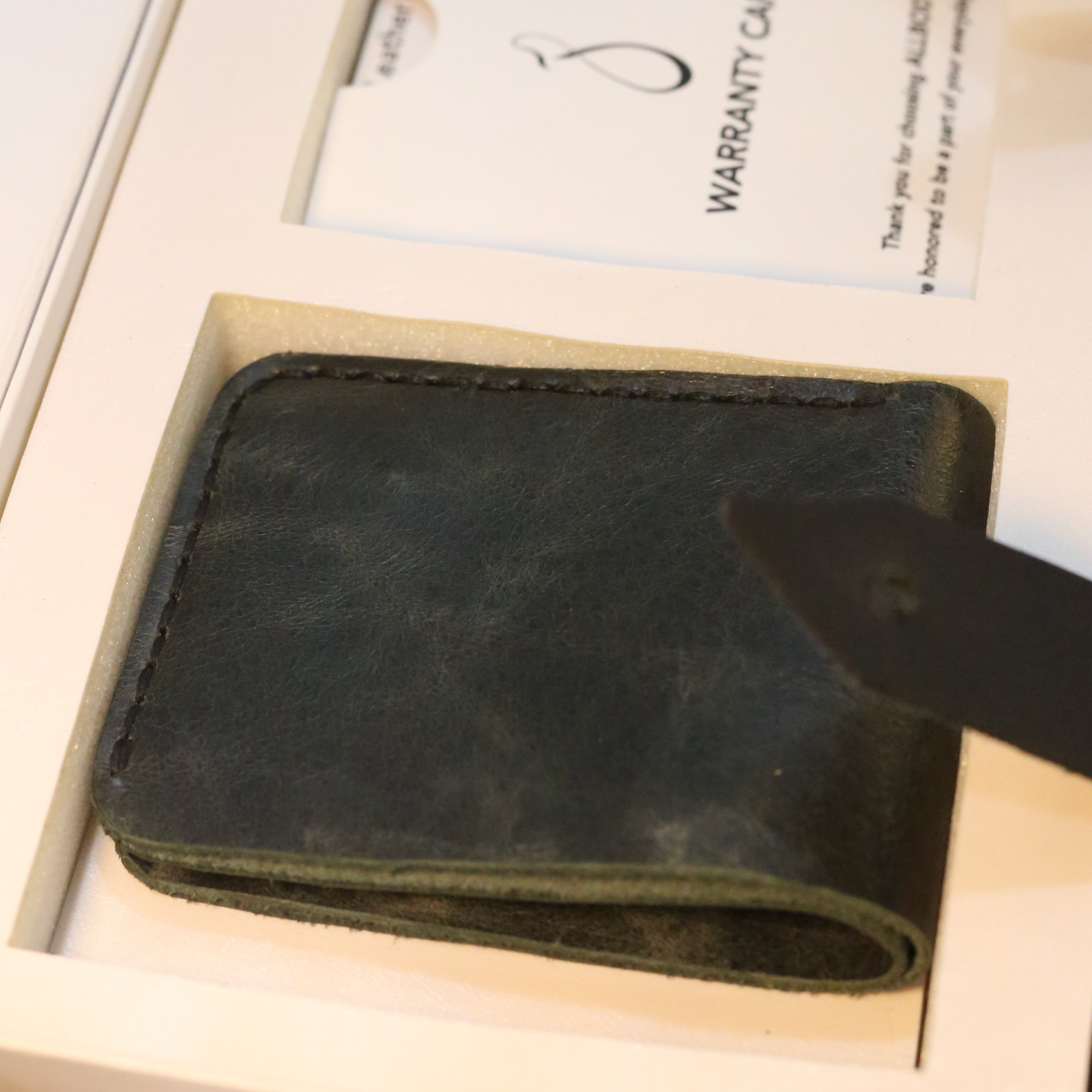 W2 Bi-Fold Handmade Leather Wallet Stone Green