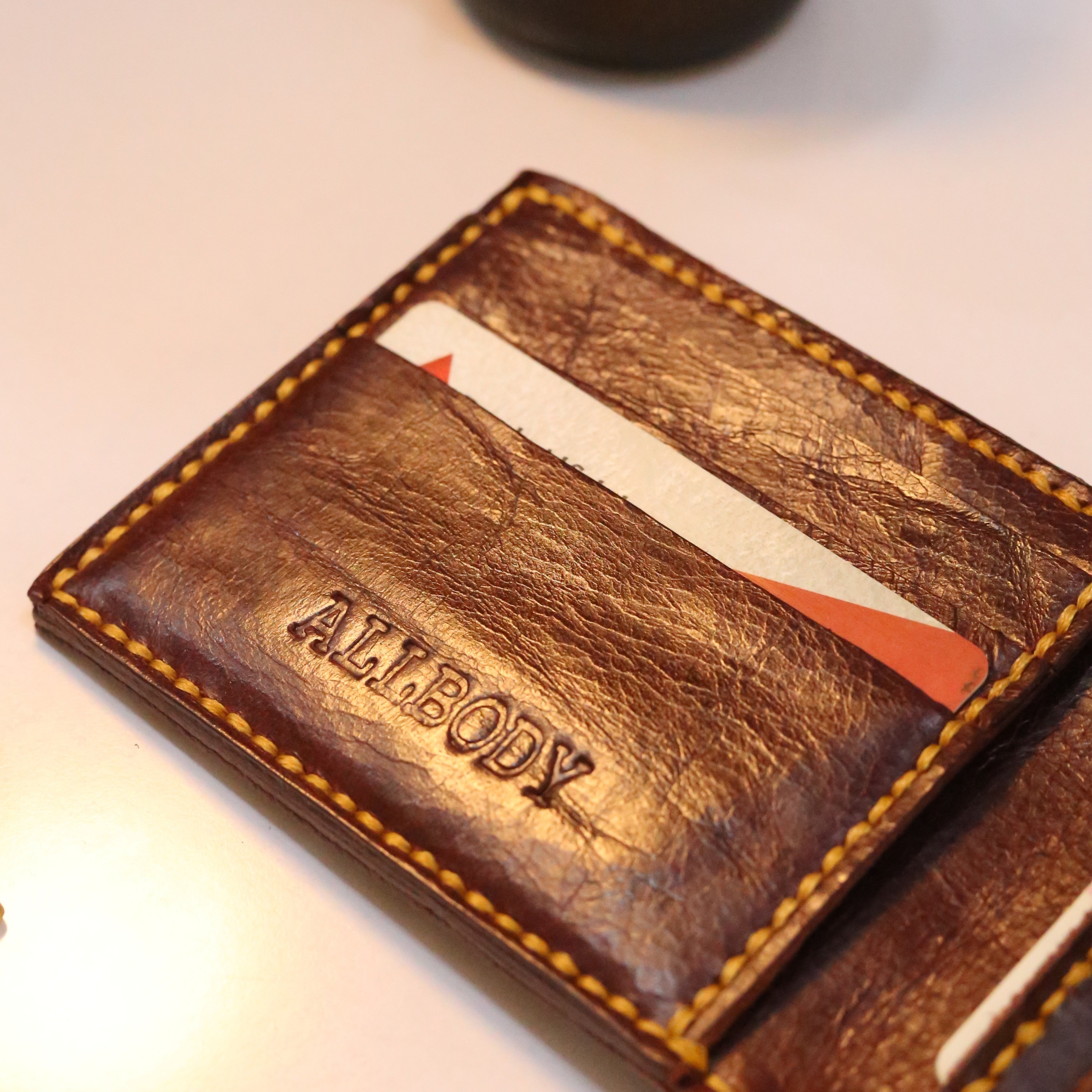 W7 Handmade Leather Coin Wallet Maroon