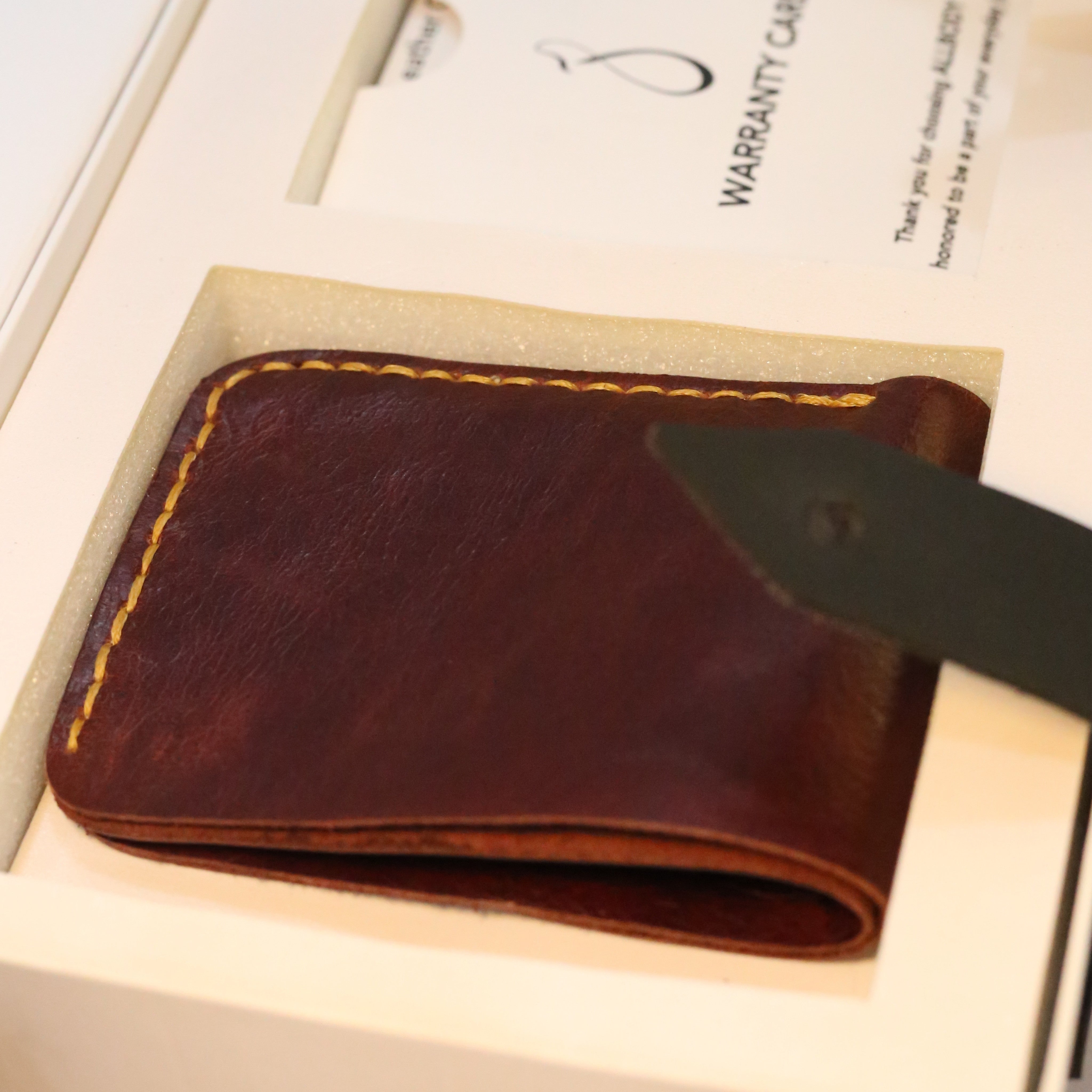 W2 Bi-Fold Handmade Leather Wallet Maroon