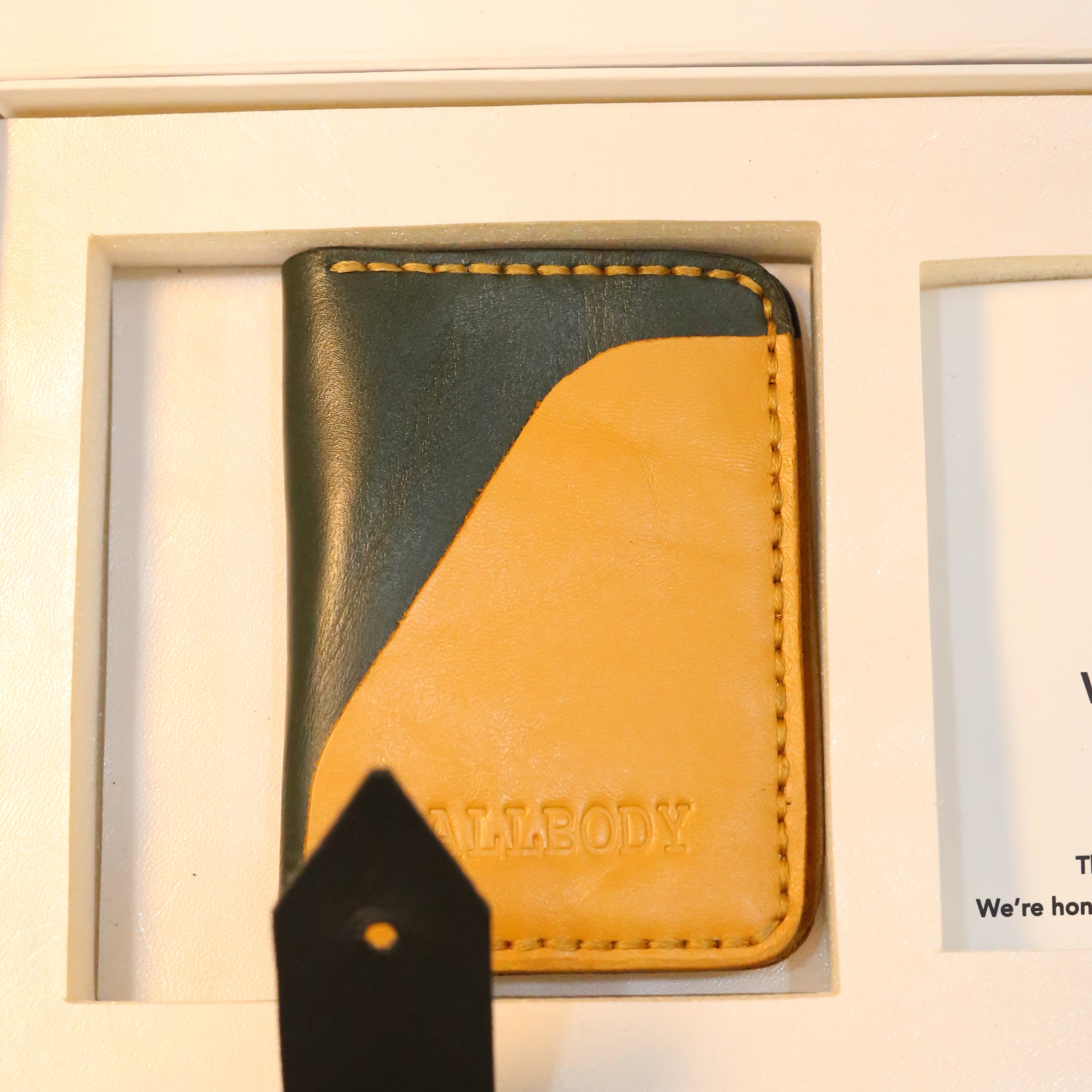W4 Handmade Leather Wallet Stone Green & Mustard