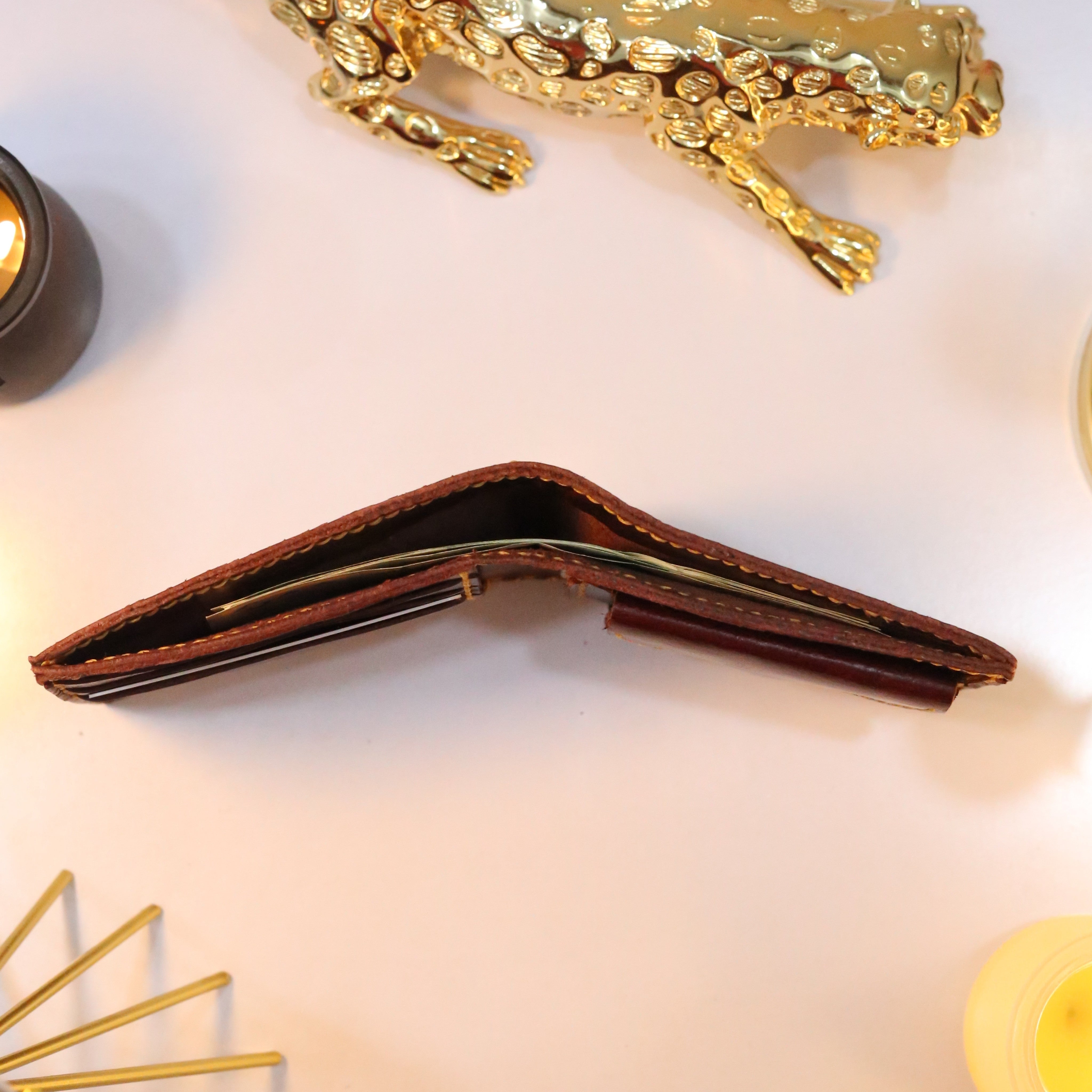 W7 Handmade Leather Coin Wallet Maroon