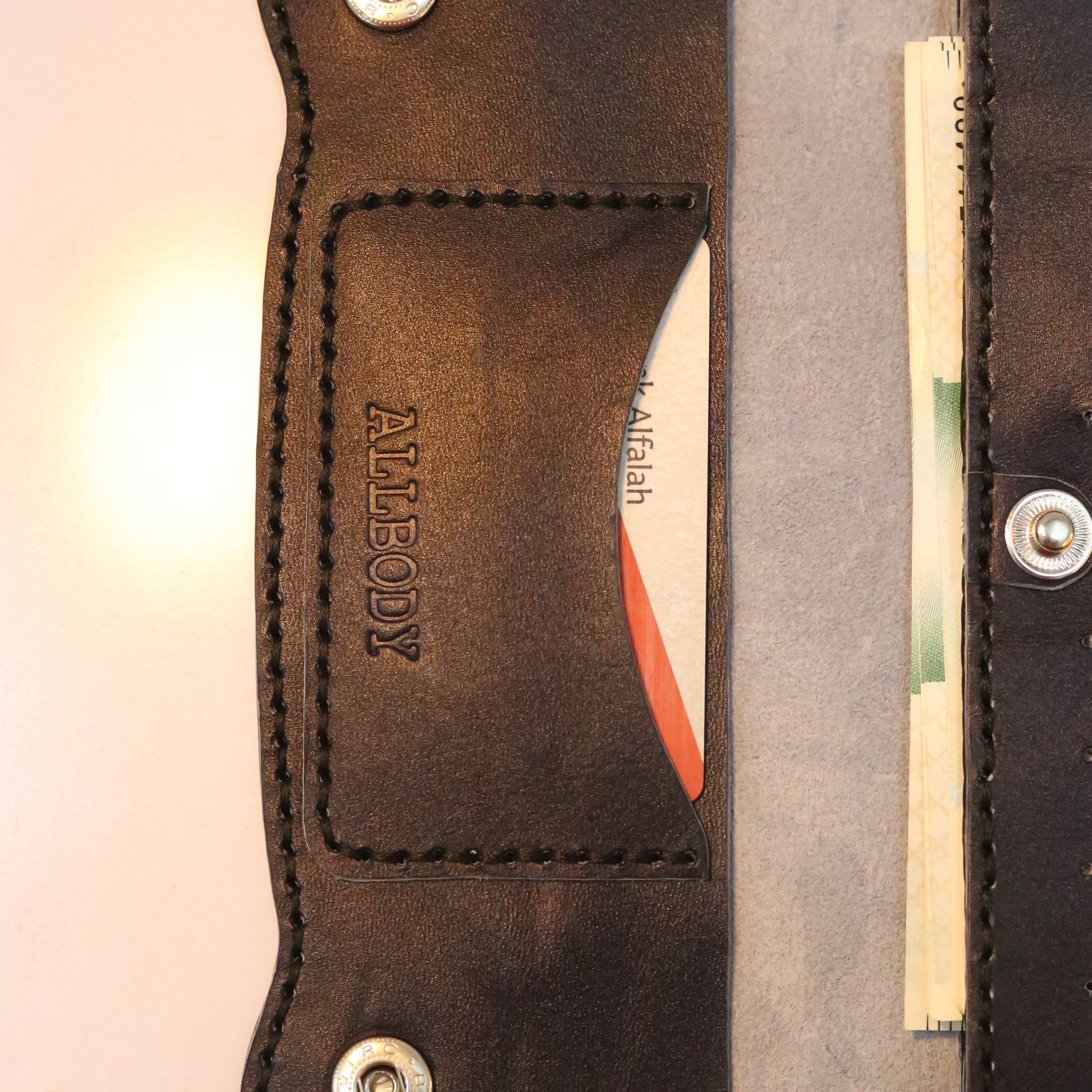 W10 Long Unisex Handmade Leather Wallet Navy Blue