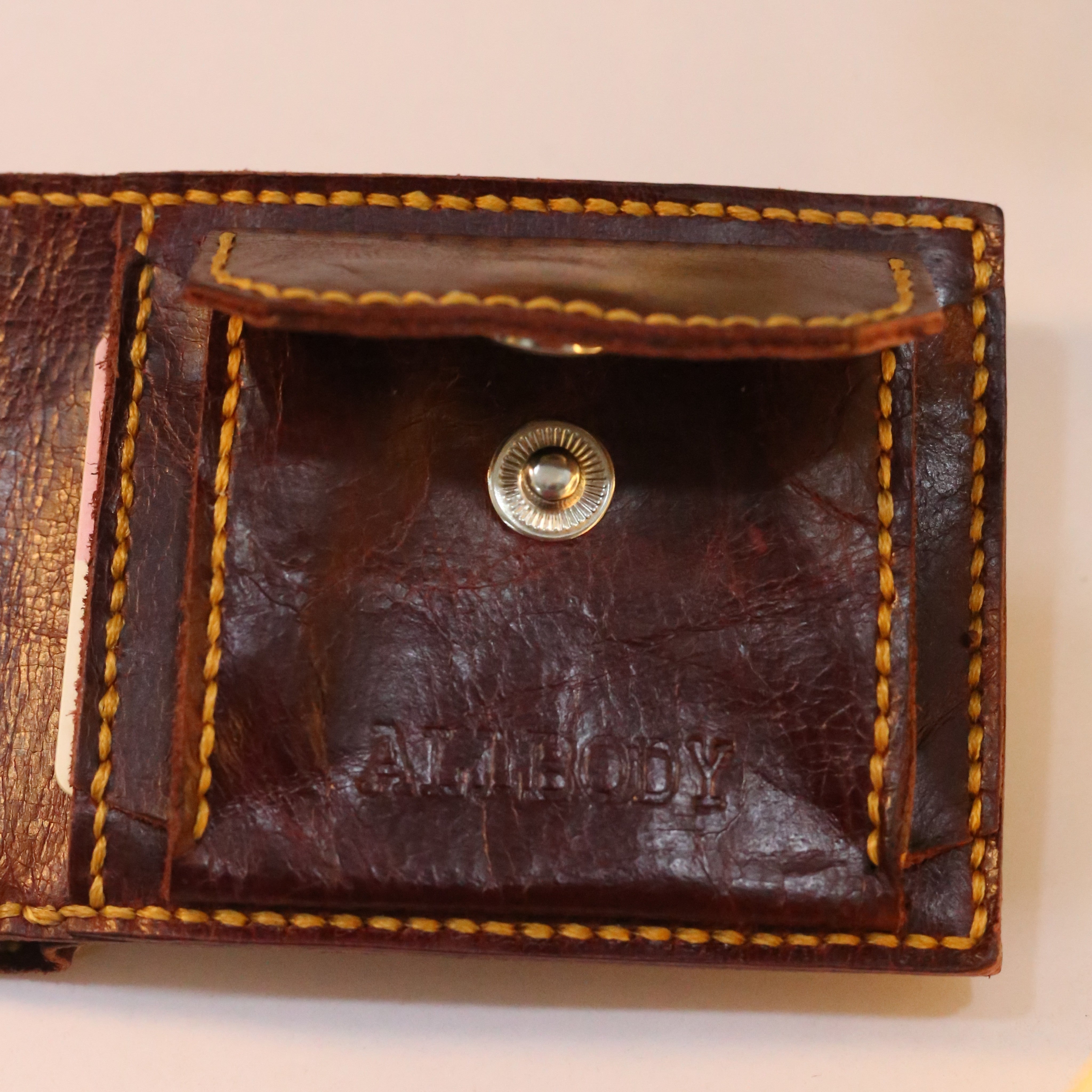 W7 Handmade Leather Coin Wallet Maroon