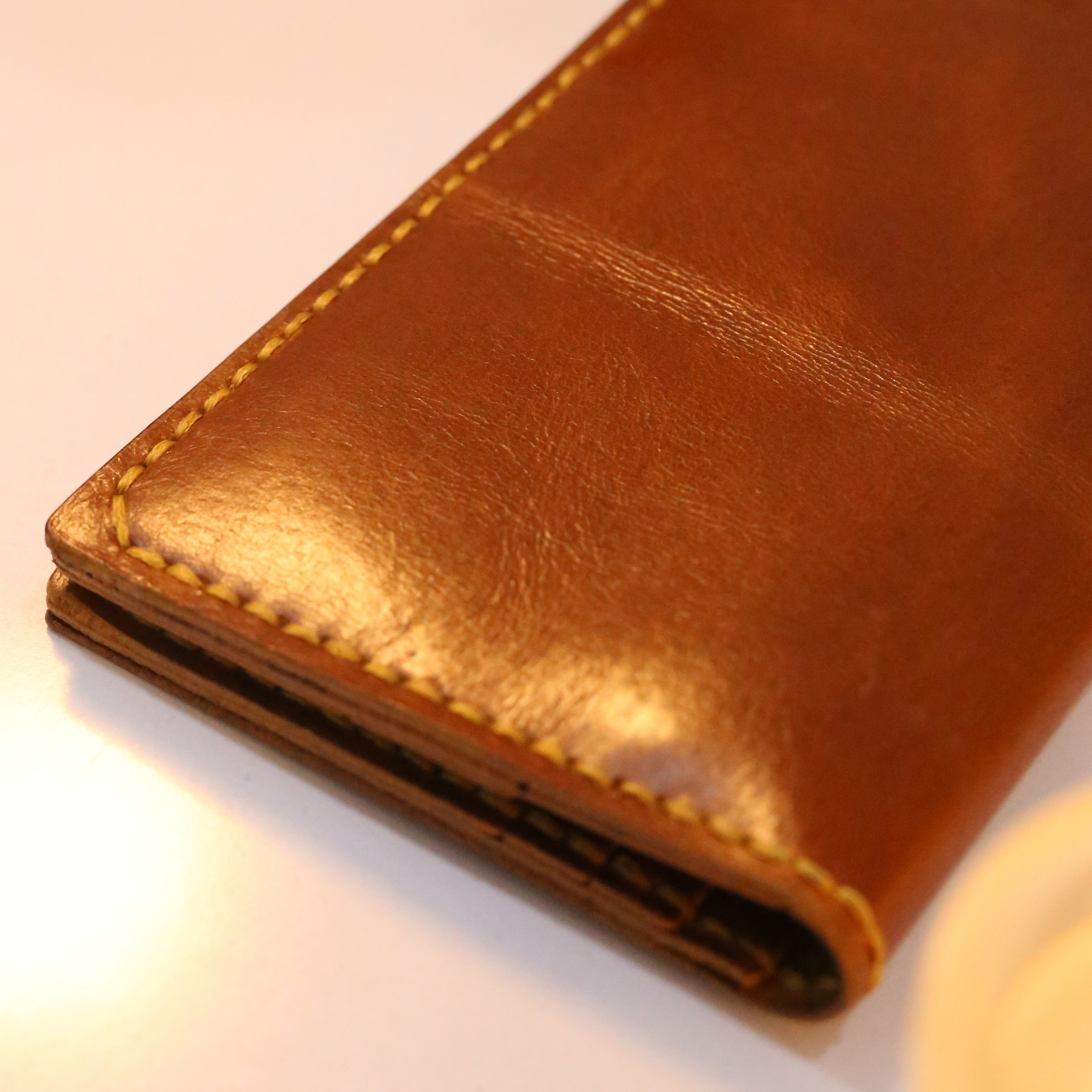 W9 Long Bi-Fold Handmade Leather Wallet Brown